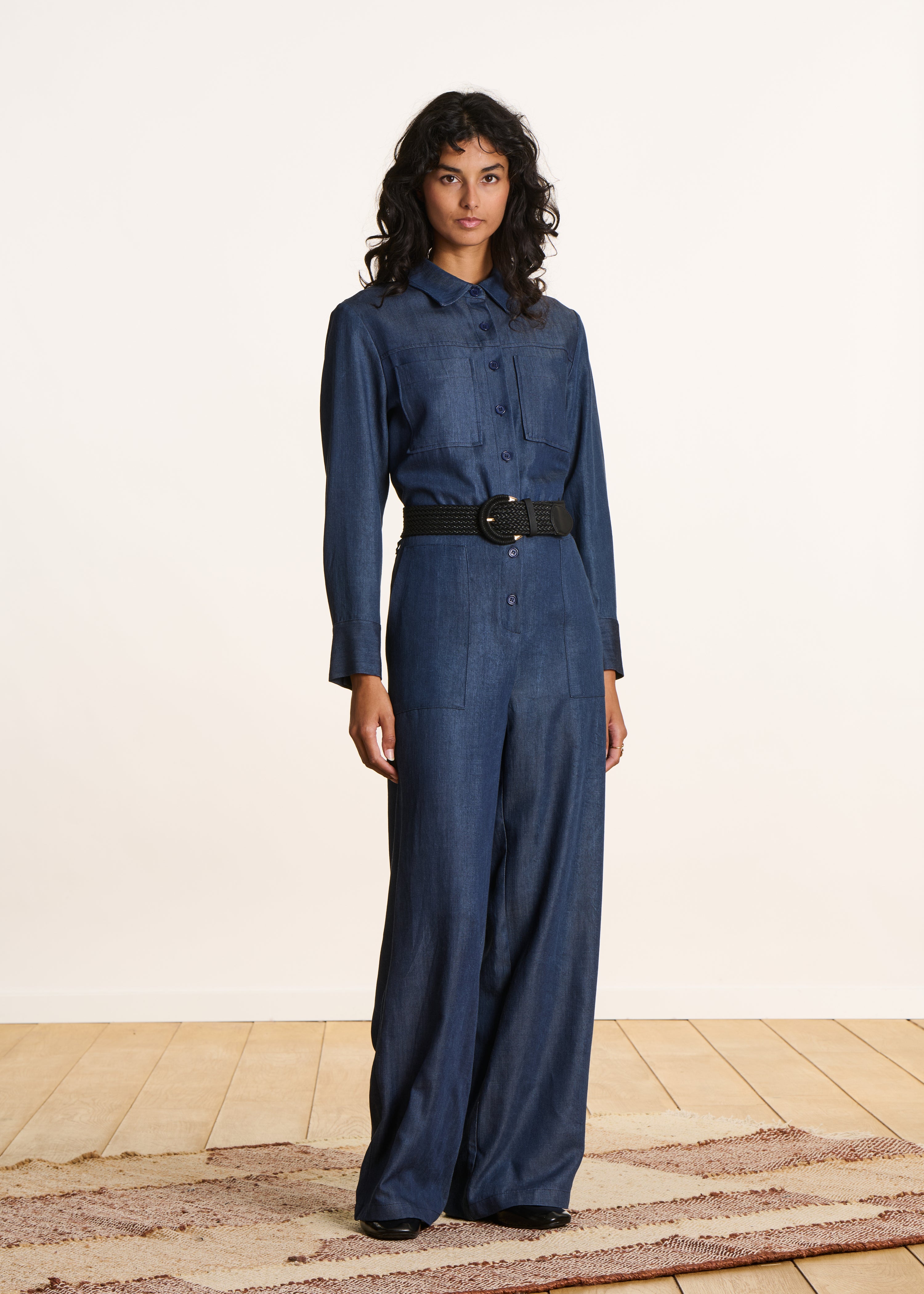 Cinto largo trançado preto