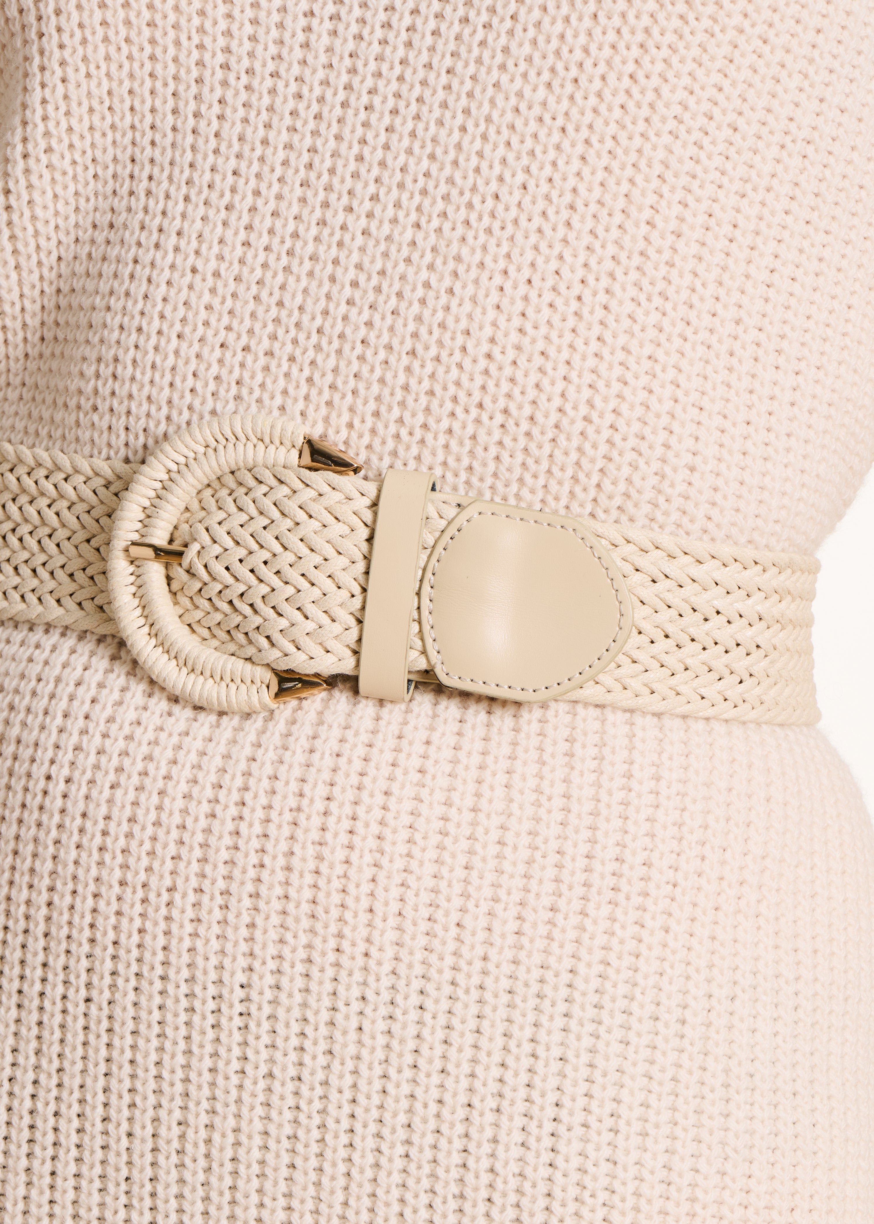 Ceinture large tressée écrue