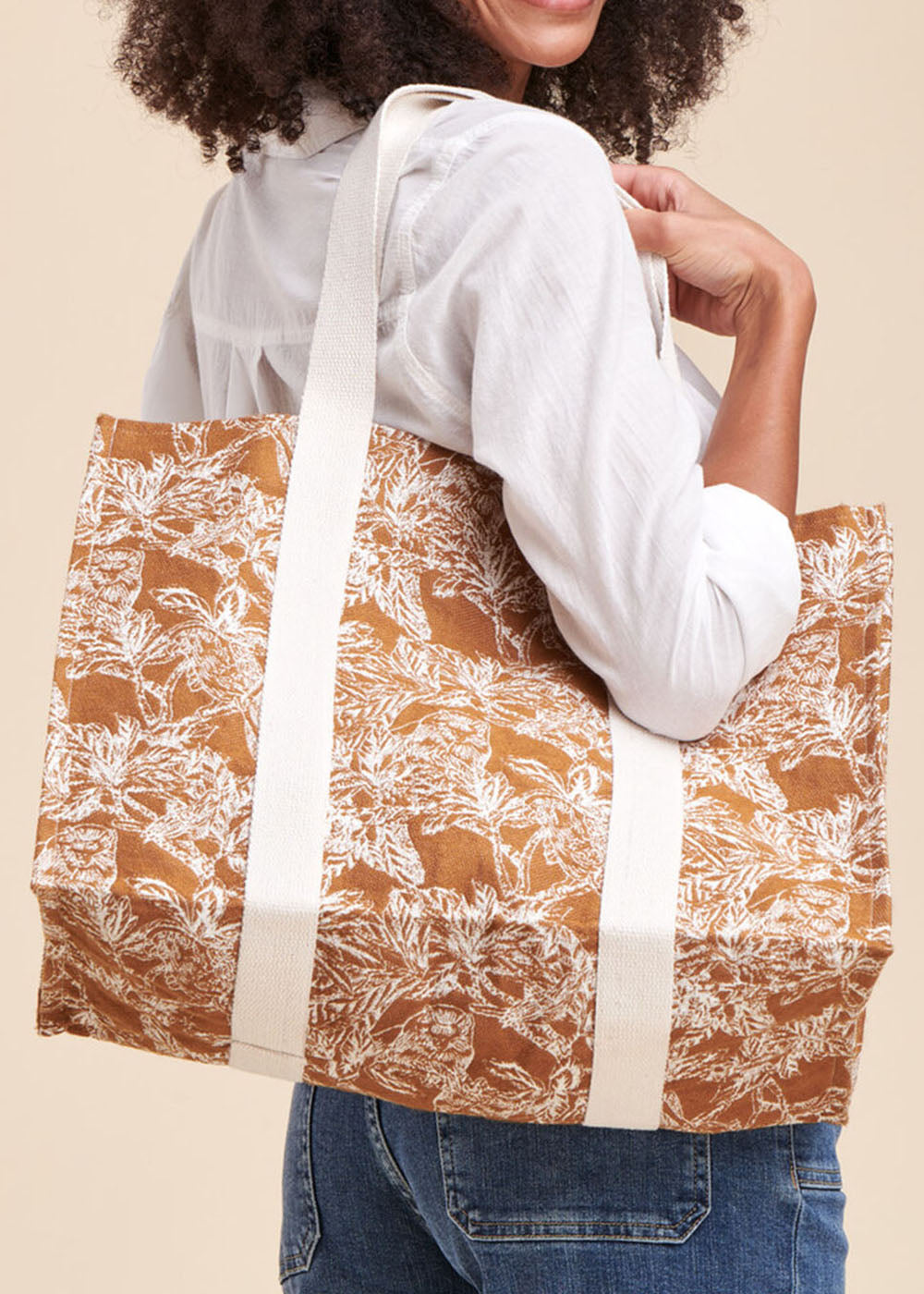 Bolsa tote jacquard de algodão