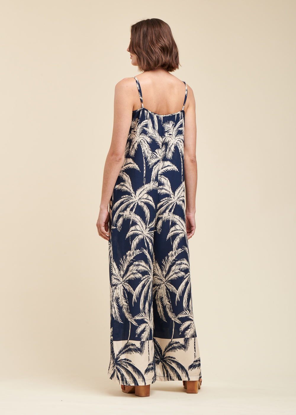 Loose palm print jumpsuit