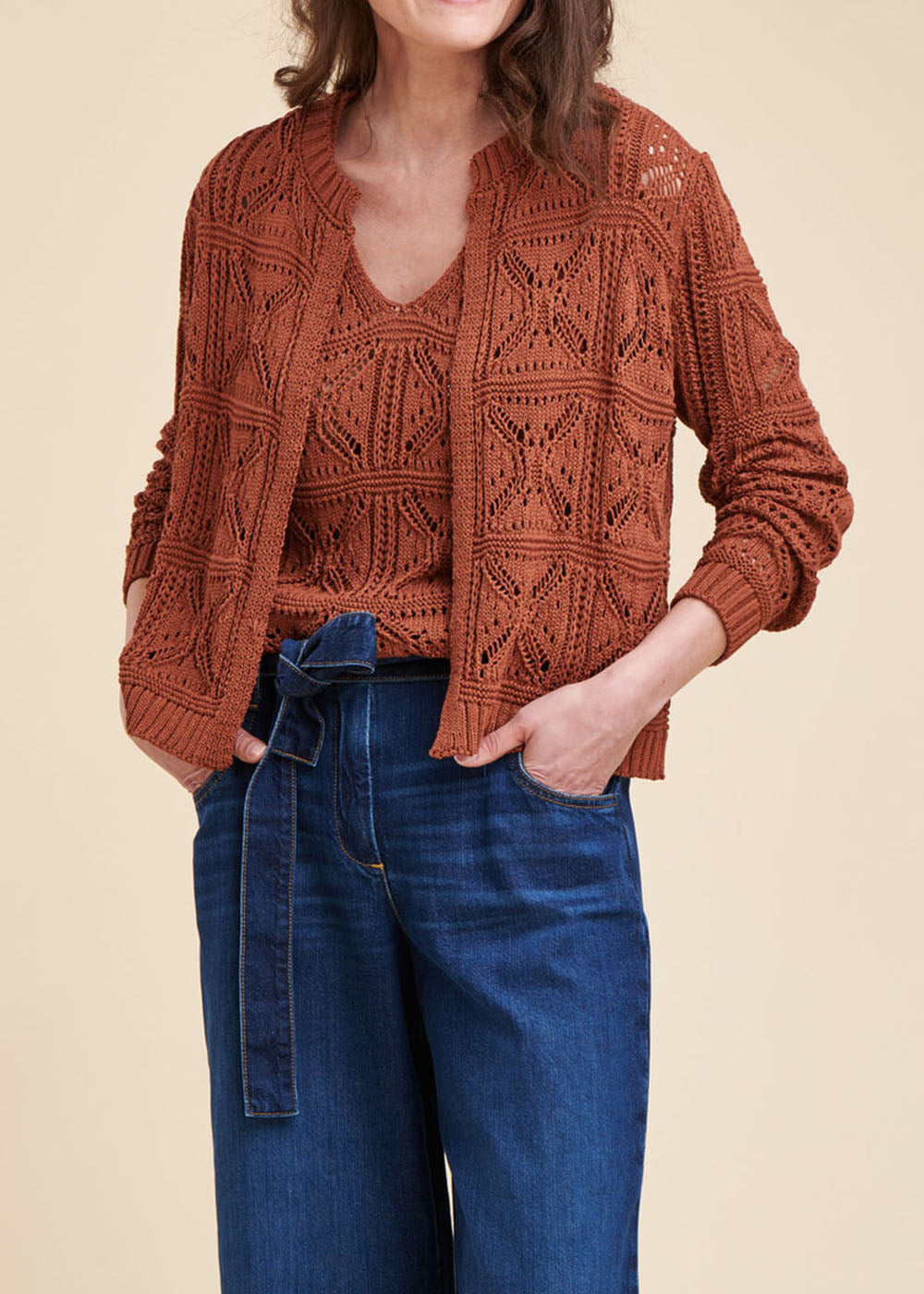 Crochet knit cardigan