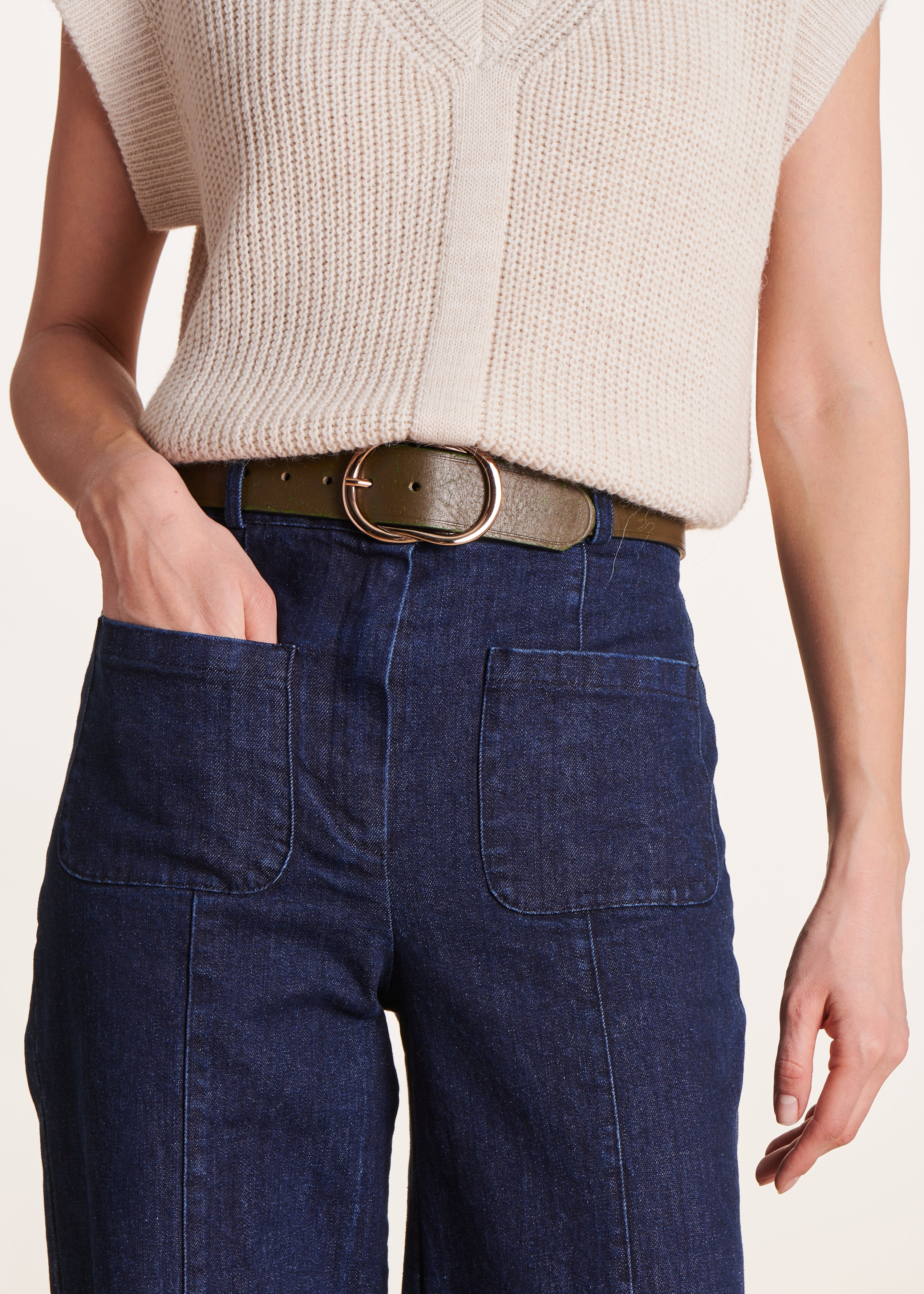 Jean large brut taille haute