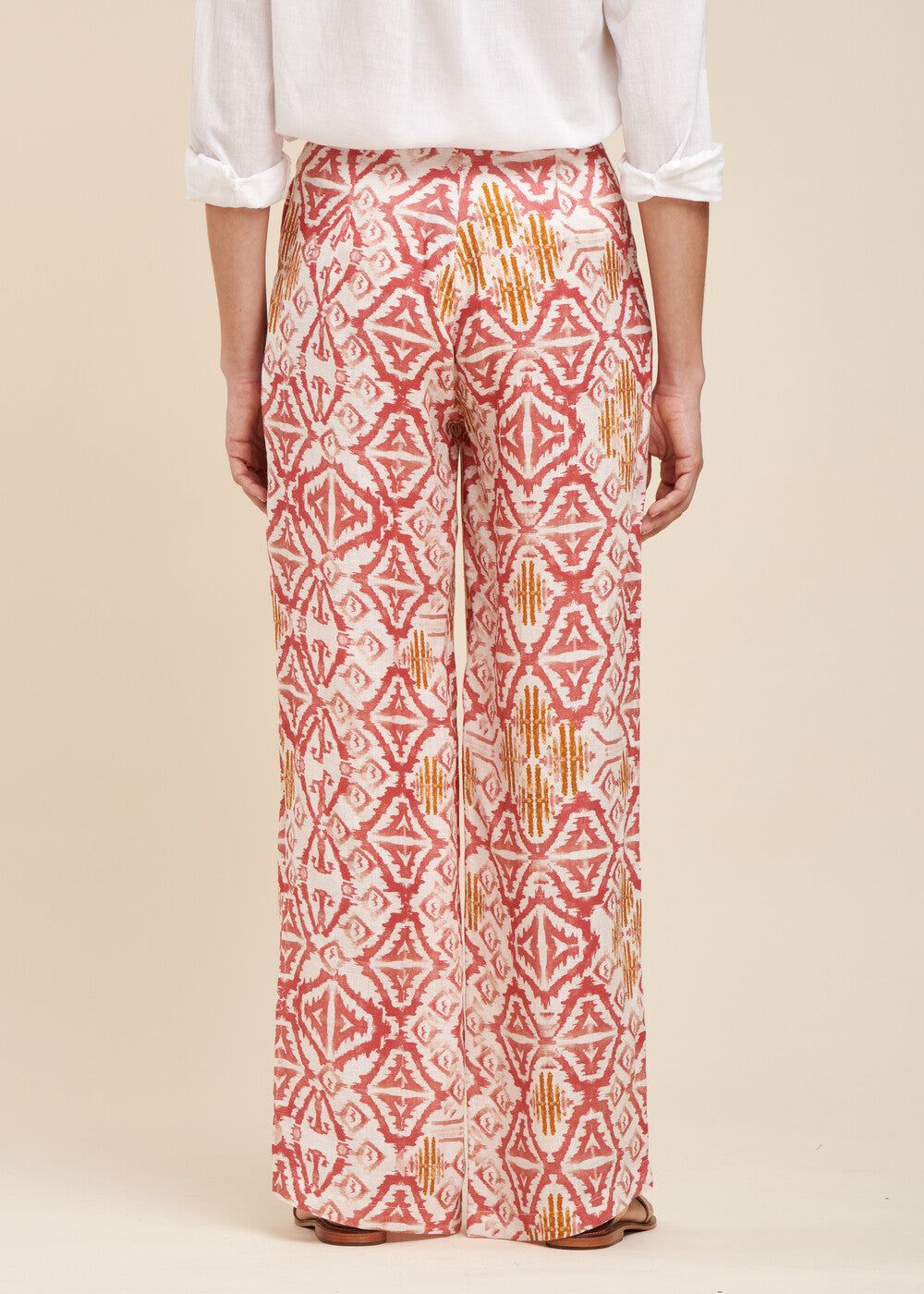 Printed linen ample trousers