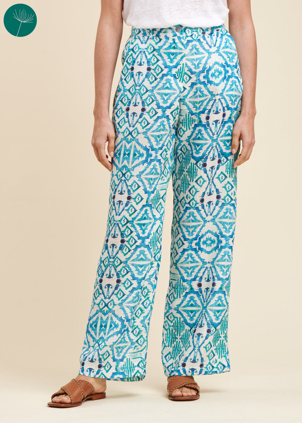 Pantalon ample en lin imprimé