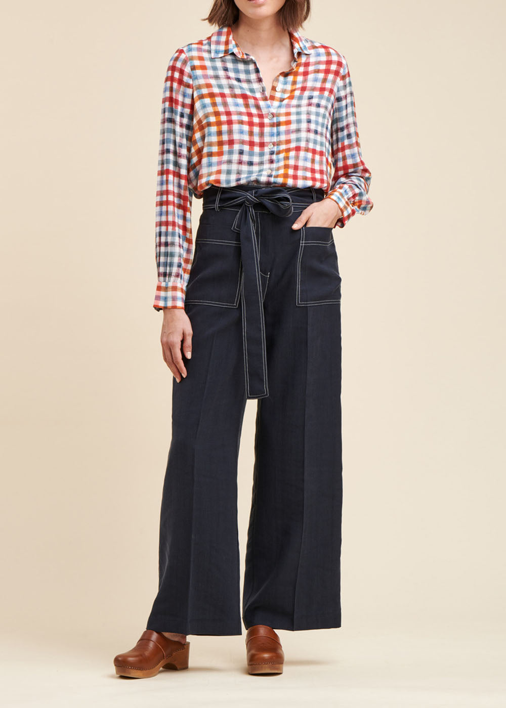 Pantalon large ceinturé