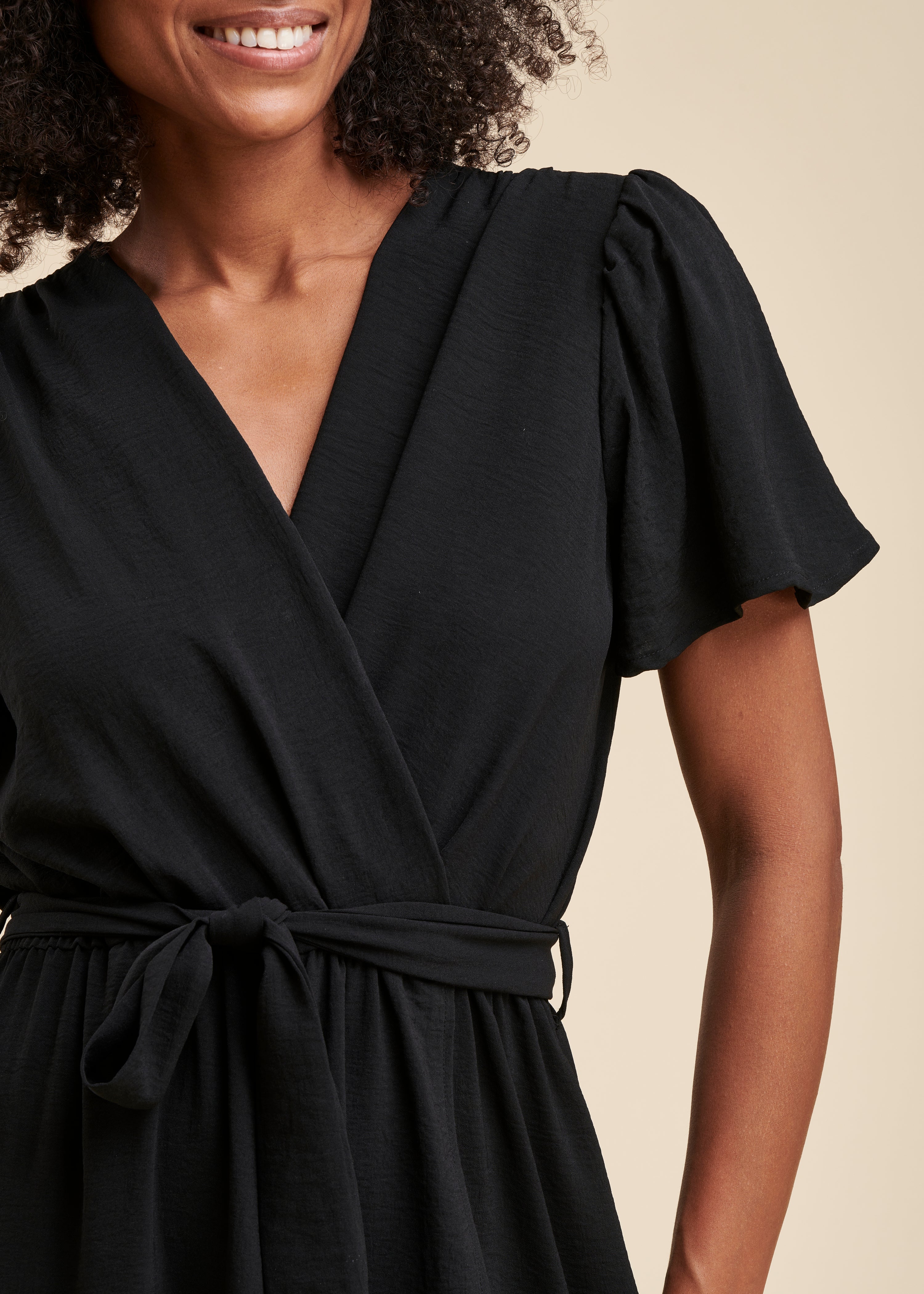 Robe longue noire faux portefeuille