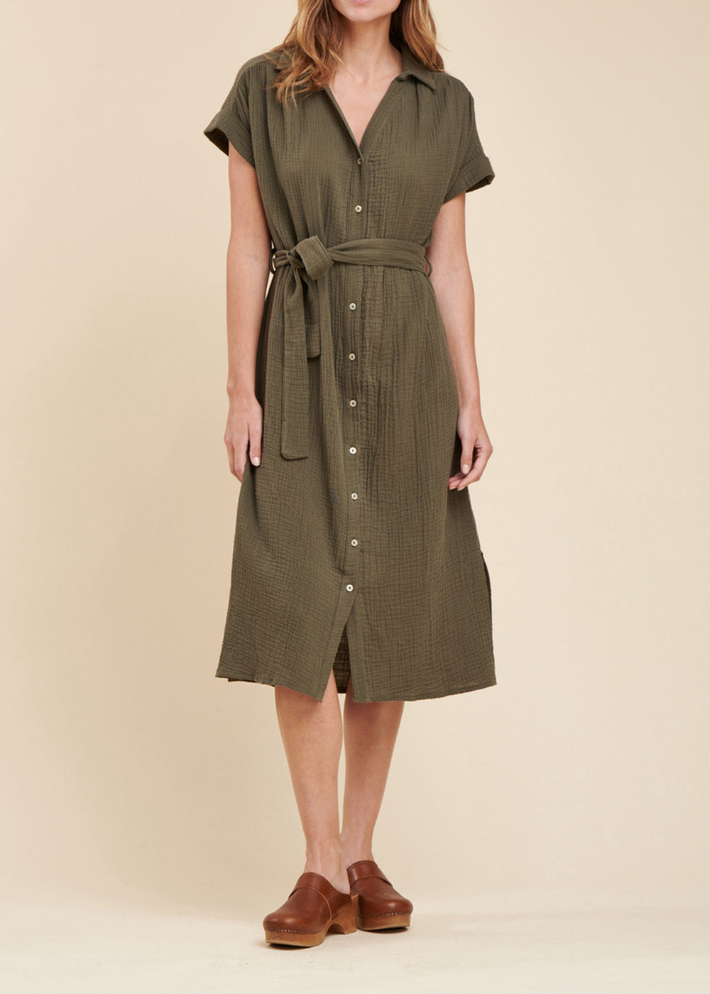 Cotton gauze shirt dress