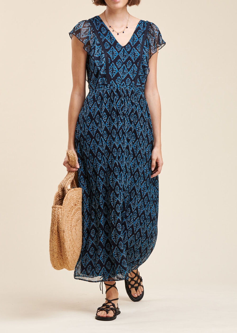 Long printed voile dress