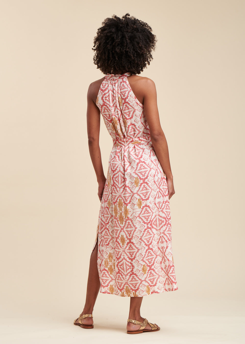 Loose long printed dress in eco-responsible Ecovero™ viscose