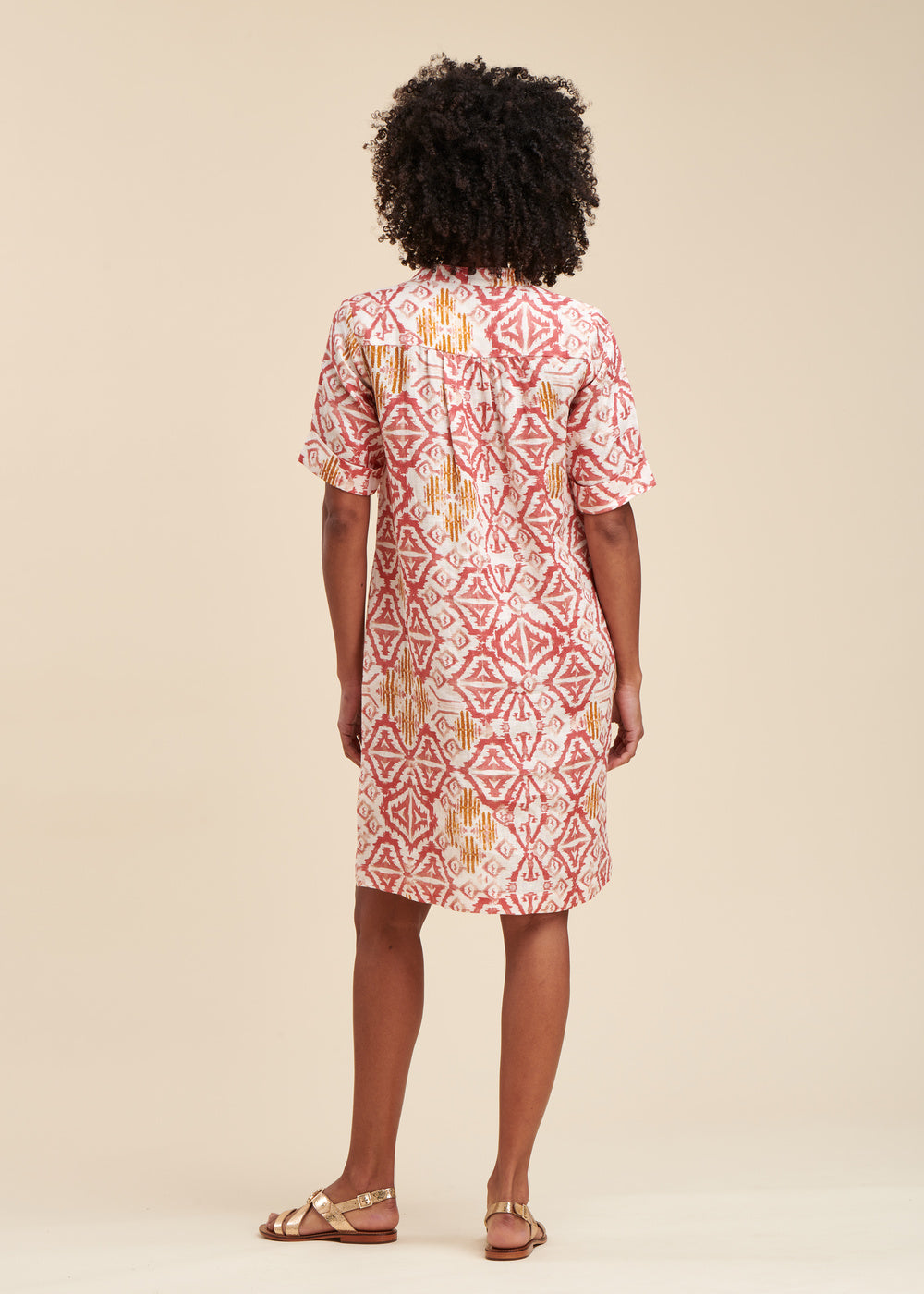 Short printed linen dress