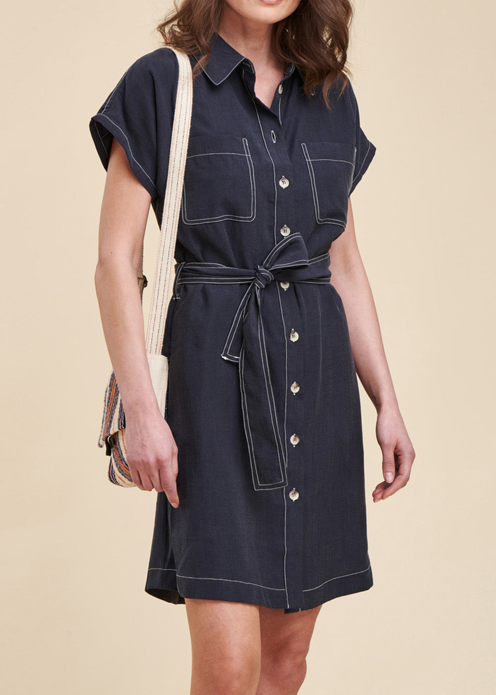 Short belted shirt dress