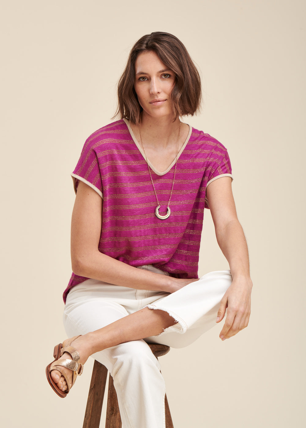 Striped linen T-shirt