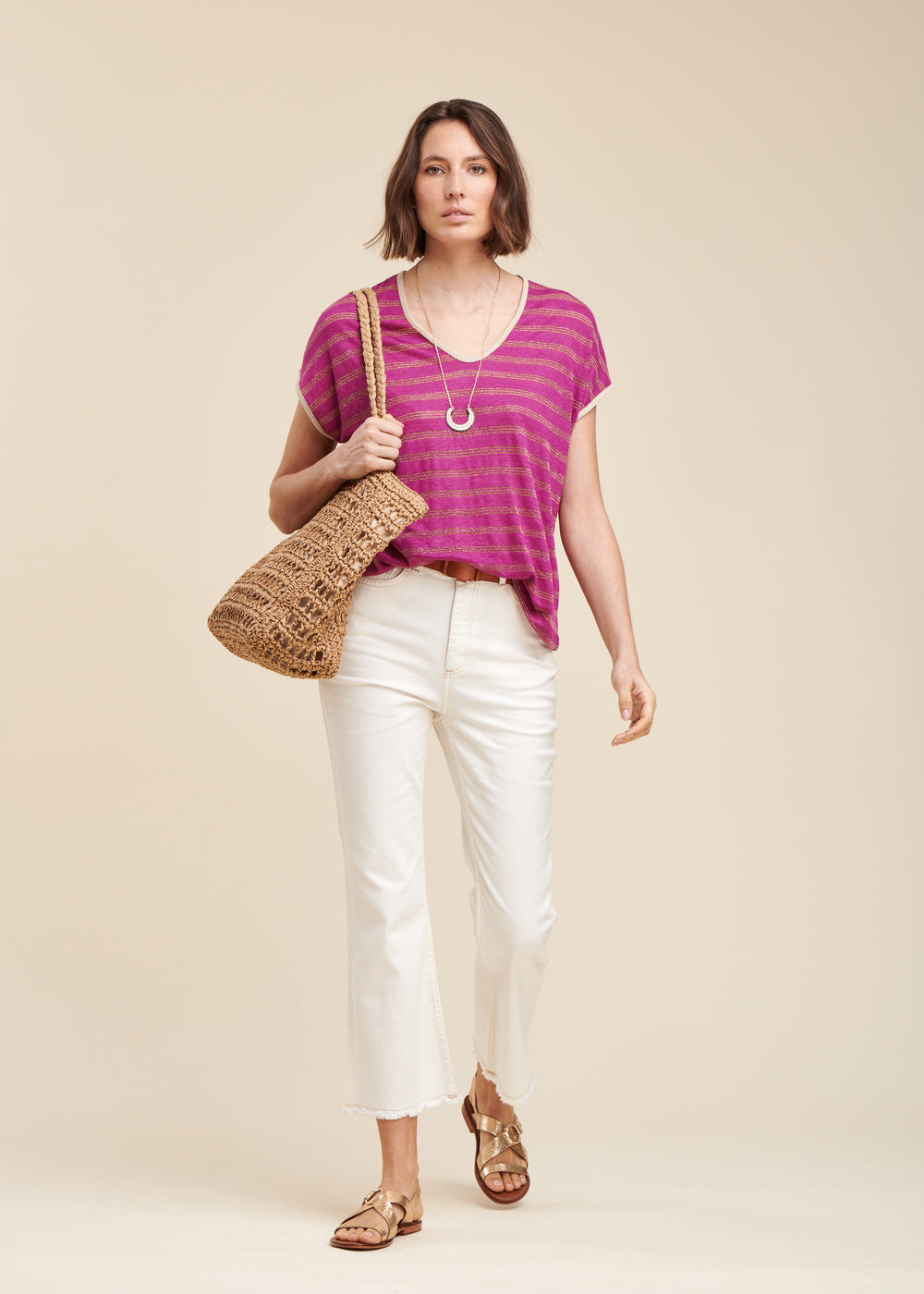 Striped linen T-shirt