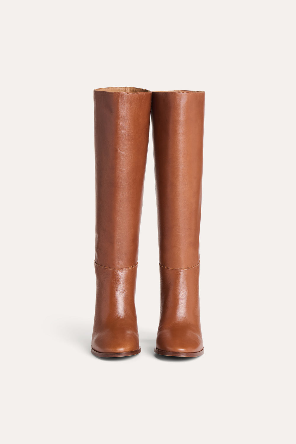 Cognac leren laarzen met hak