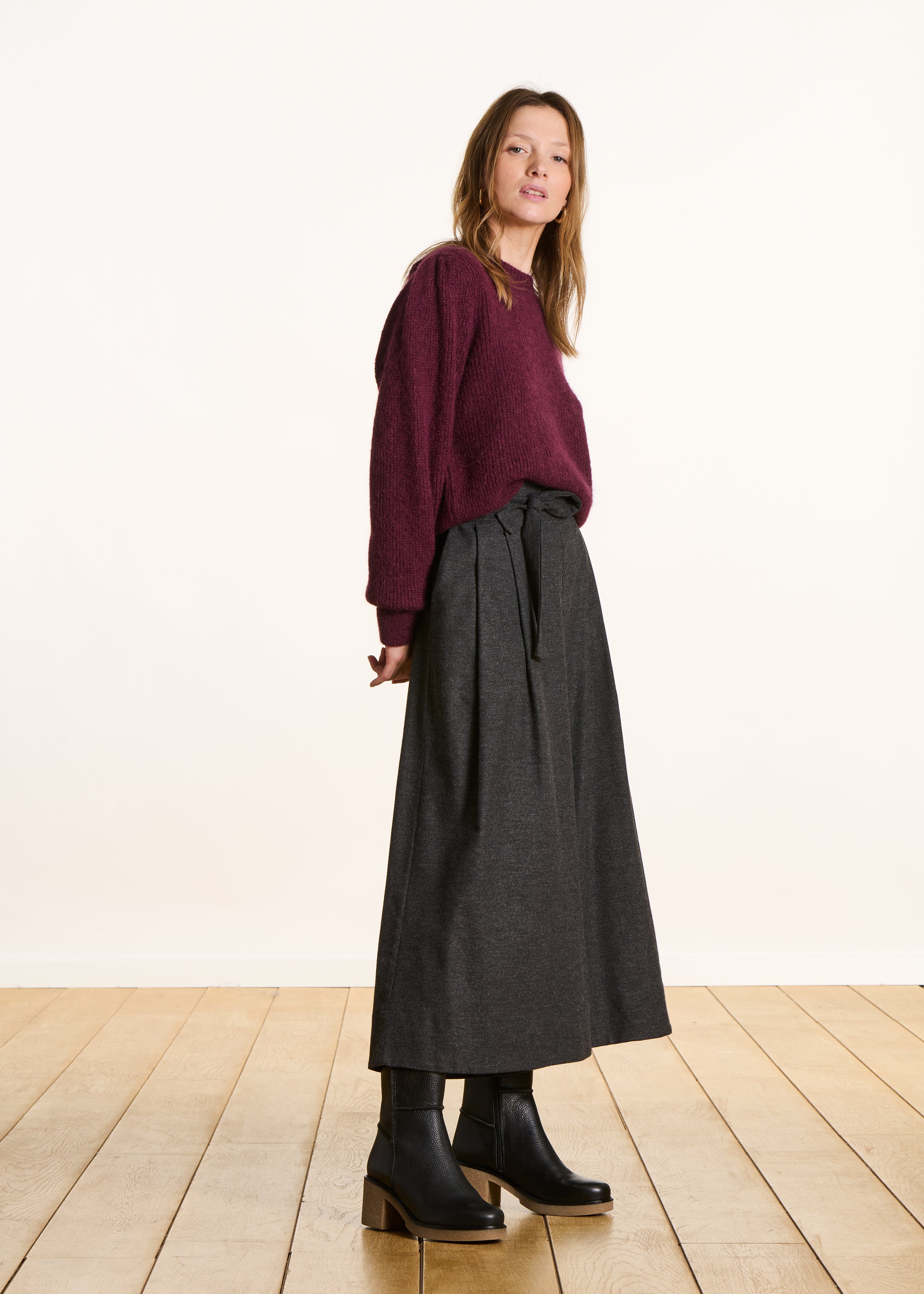 Halflange laarzen van zwart leer