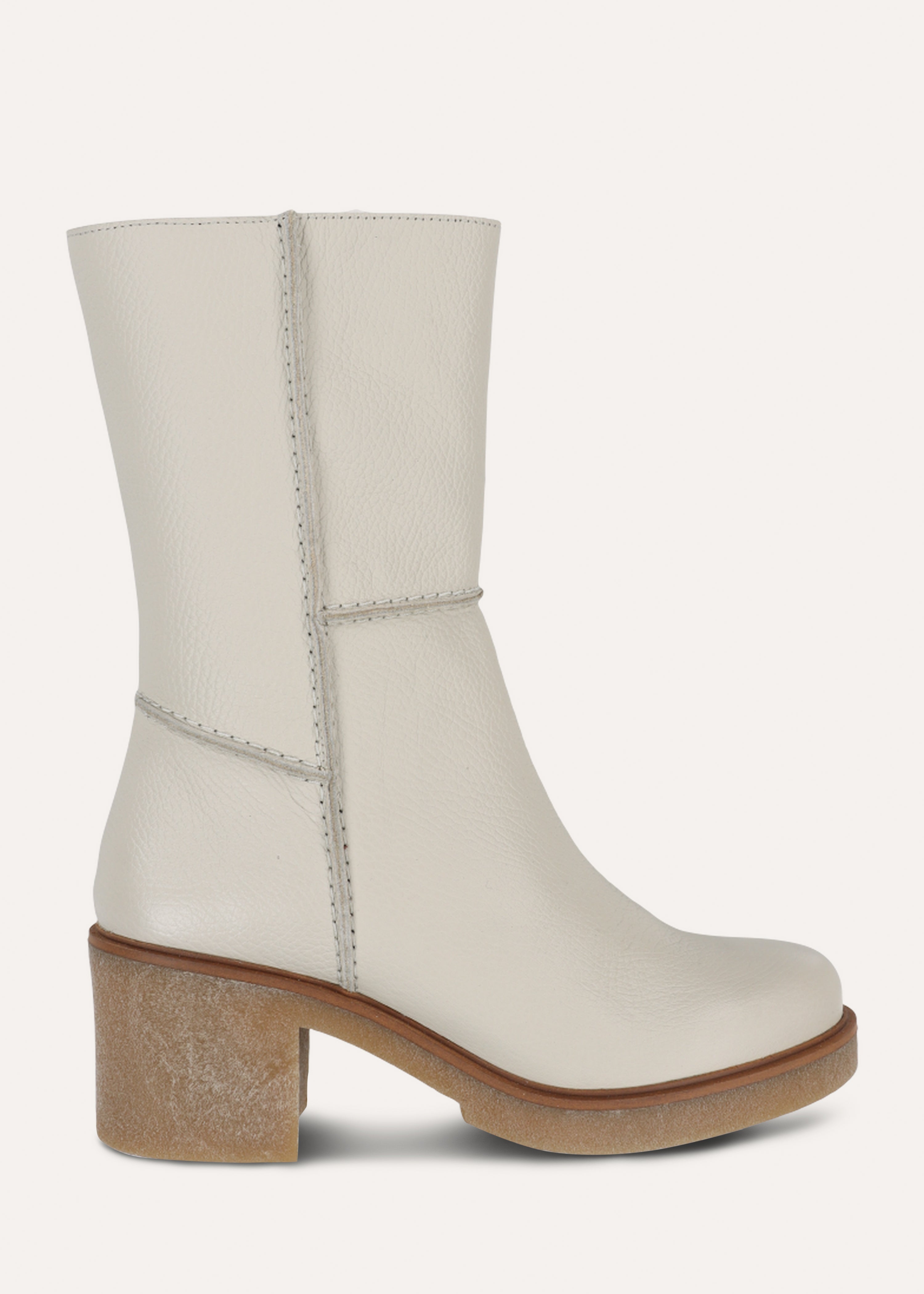Halflange laarzen van écru leer