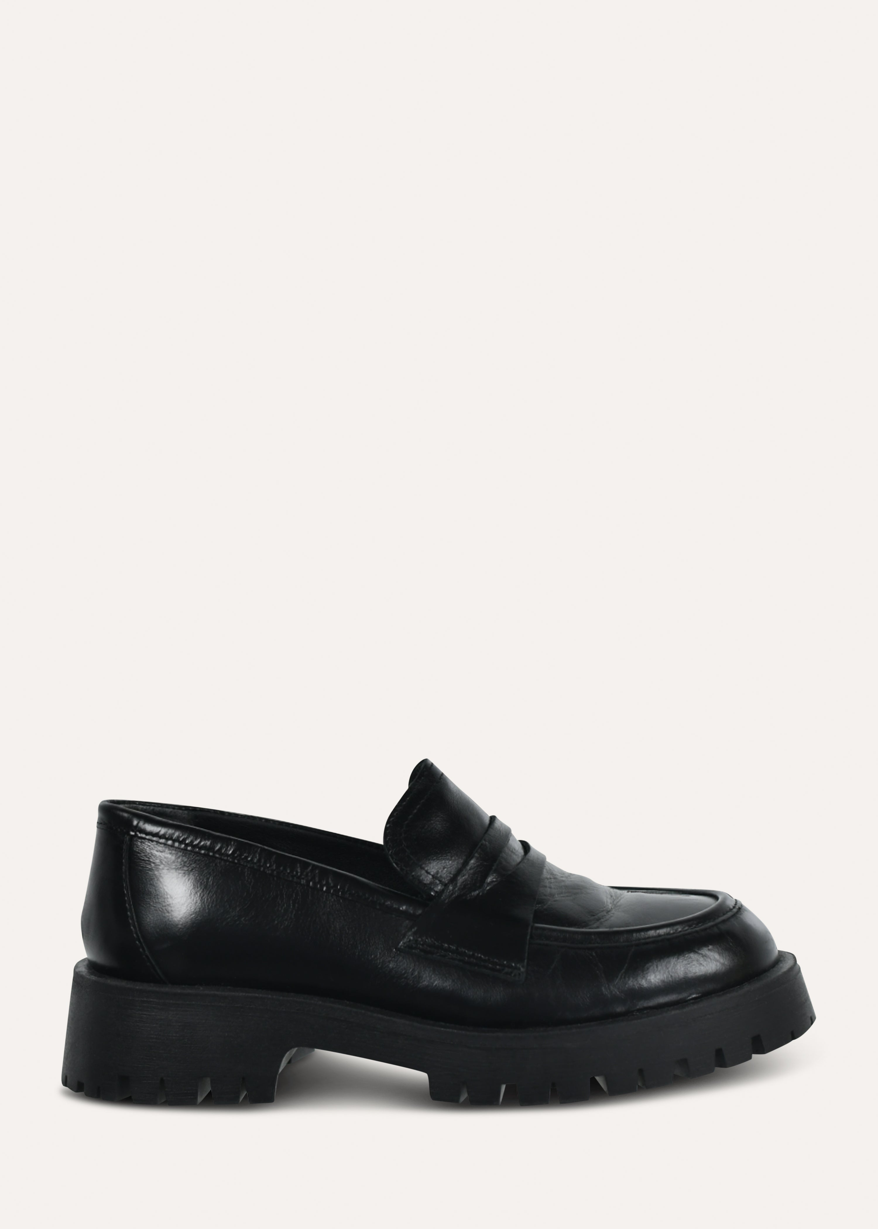 Black leather moccasins