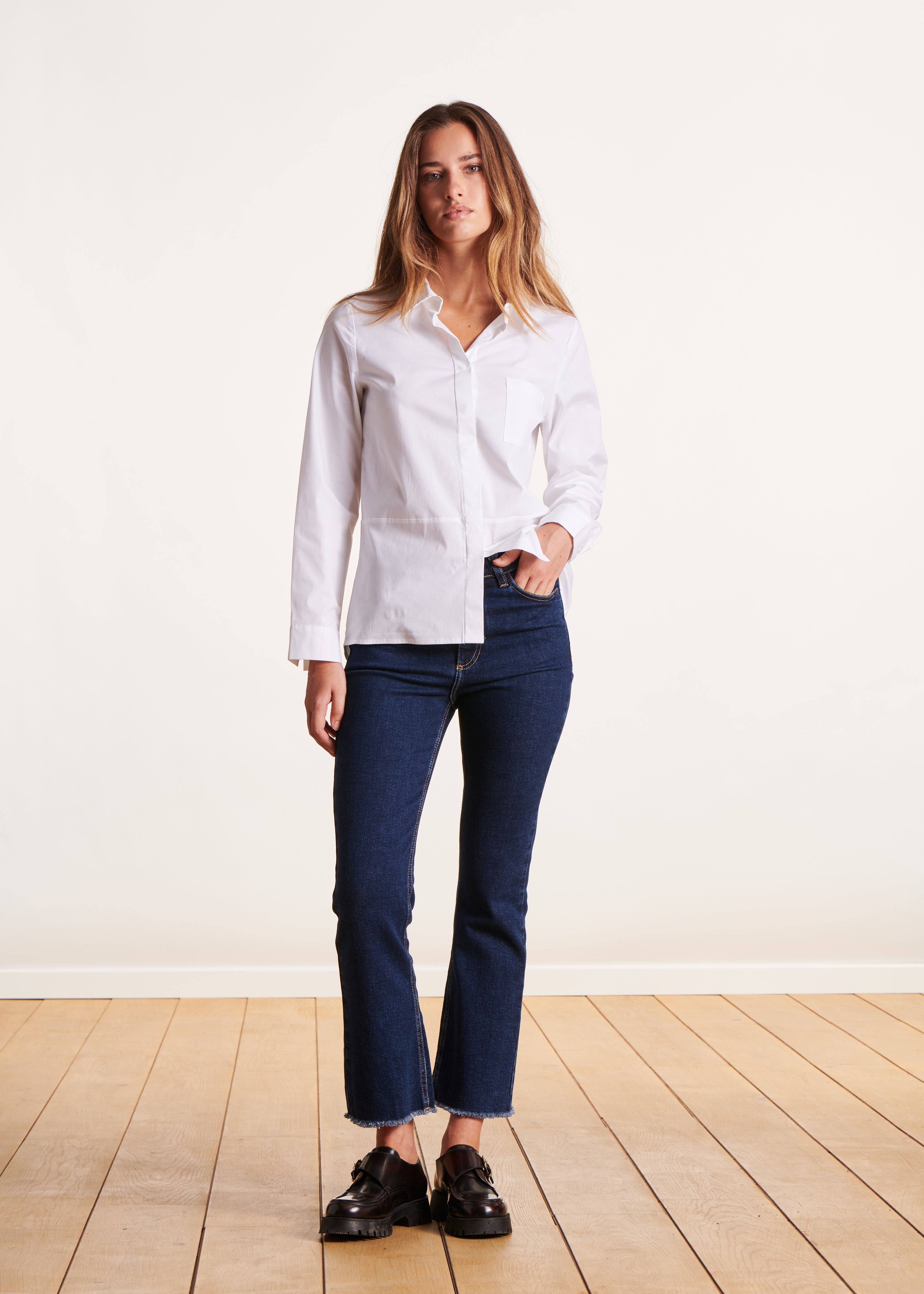 White cotton poplin blouse