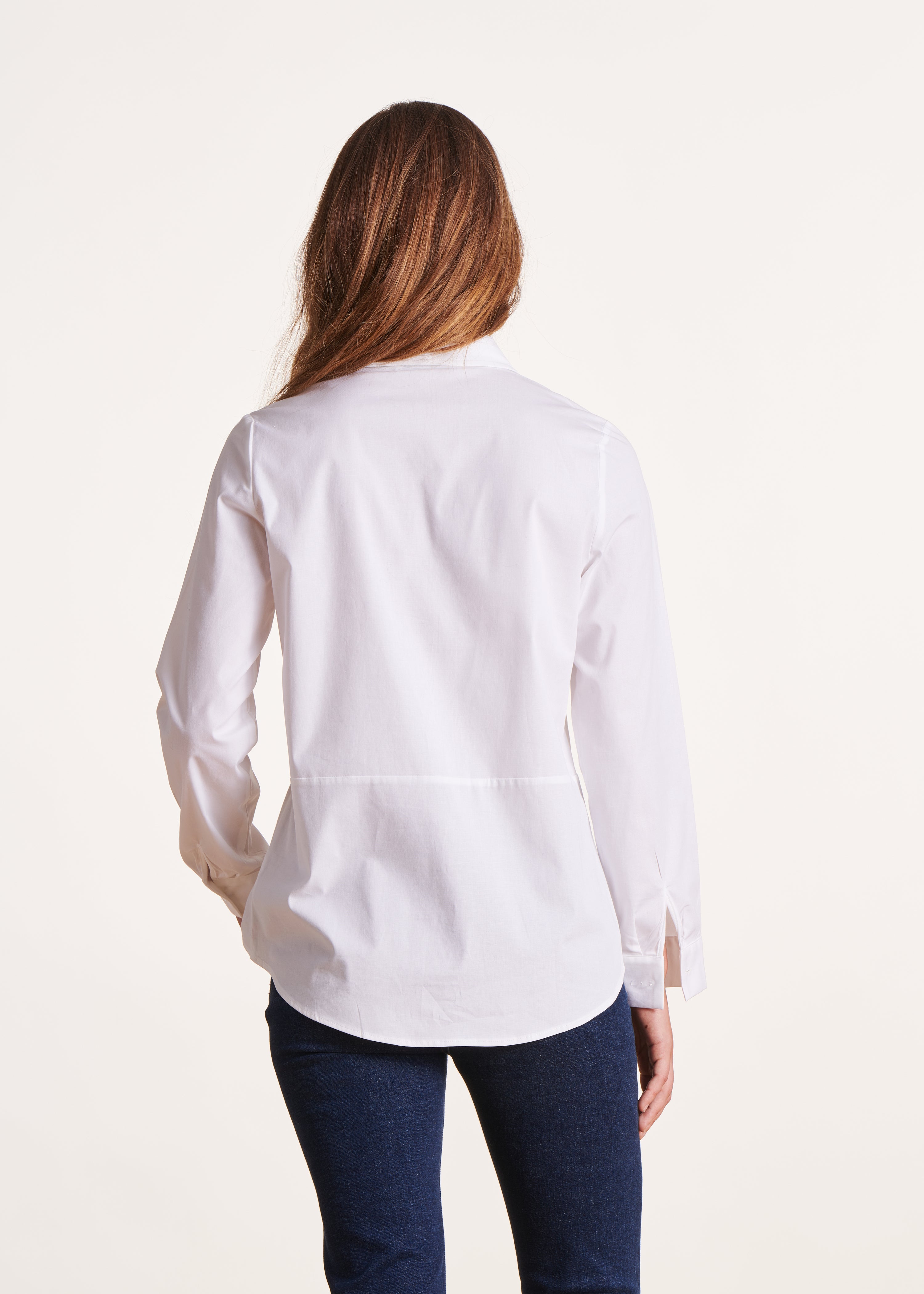 Blusa de popelina de algodón blanca