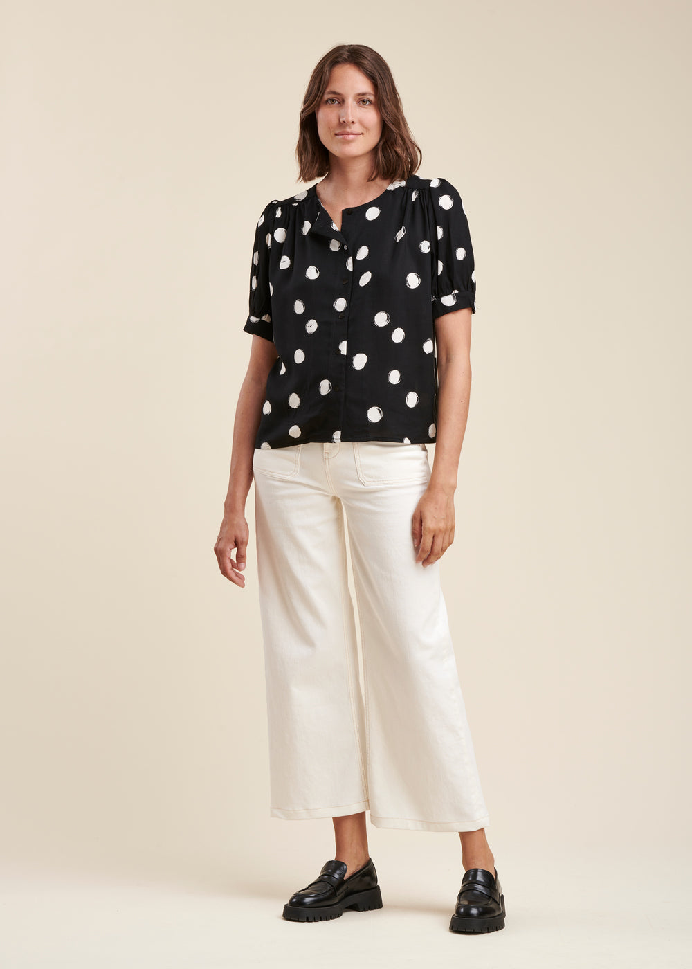 Loose polka dot print shirt