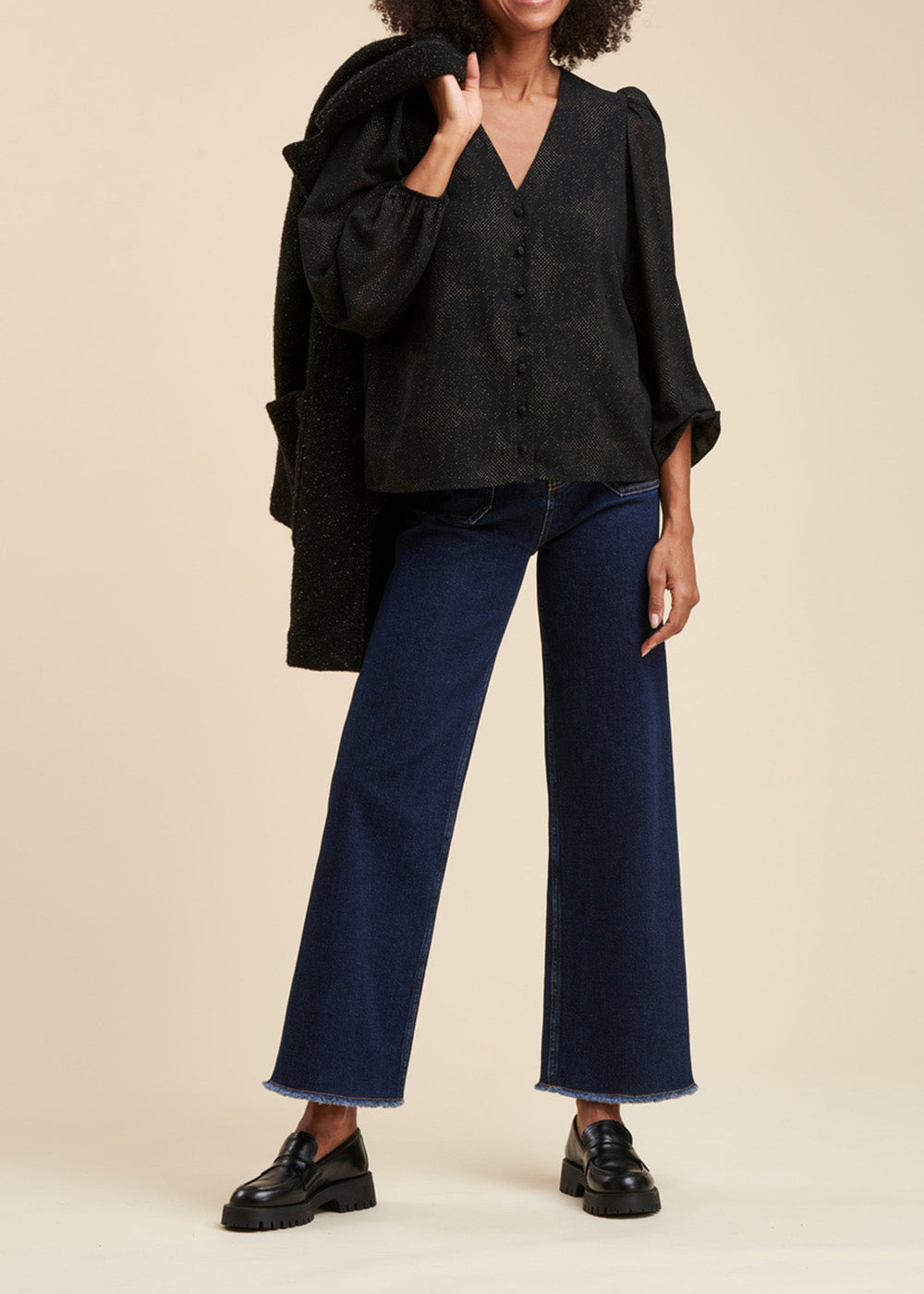 Chemise en voile imprimé pailleté