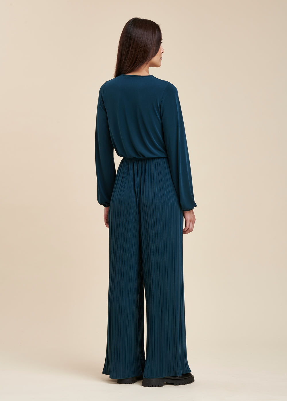 Pleated jersey jumpsuit