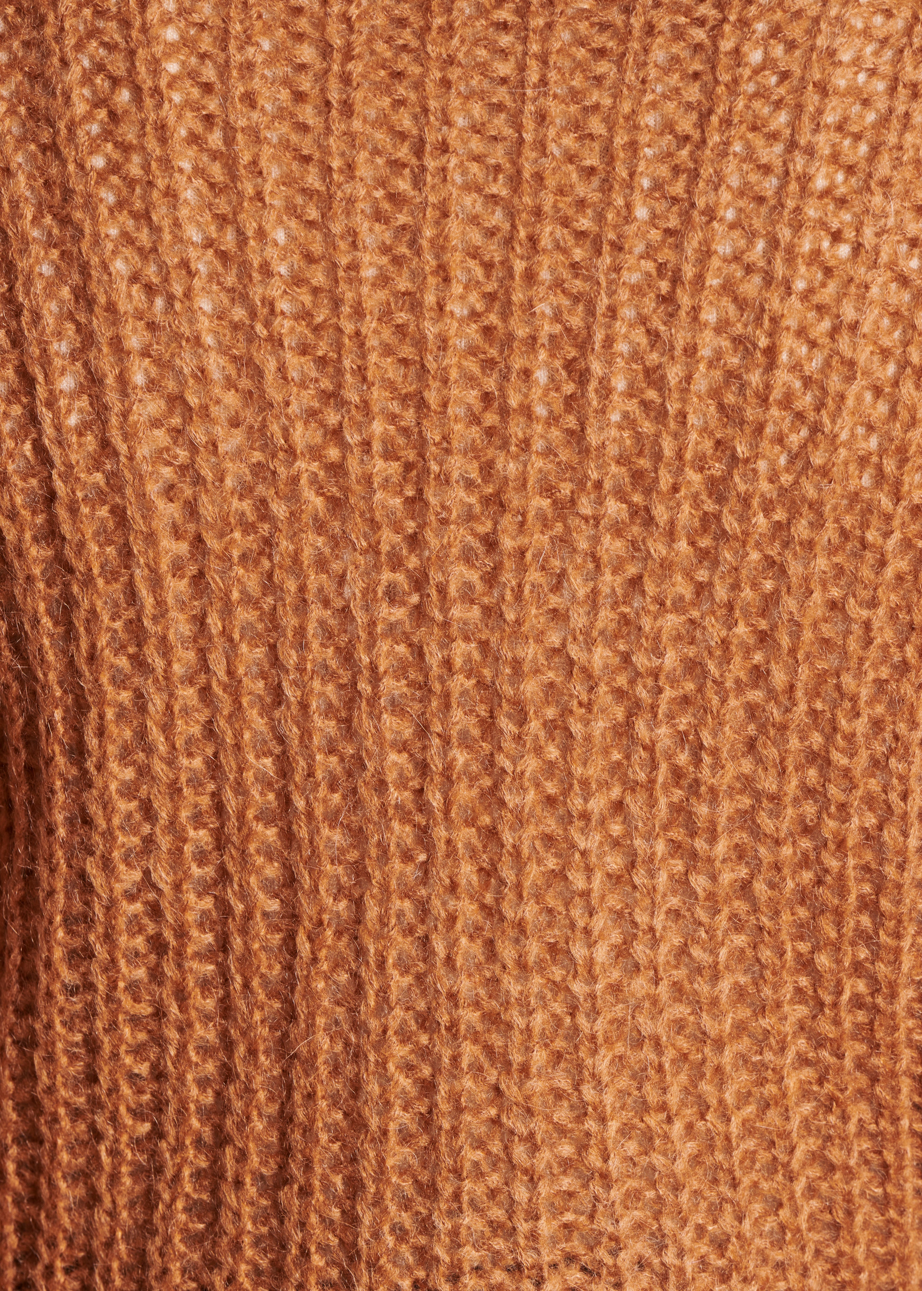 Cárdigan holgado mohair camel abierto