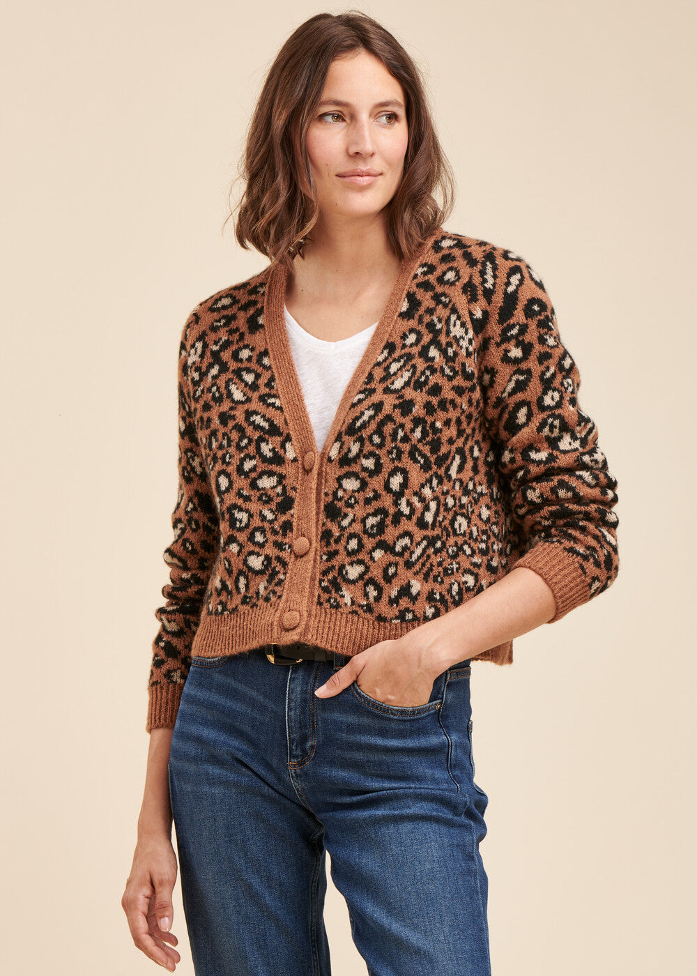 Animal skin jacquard vest