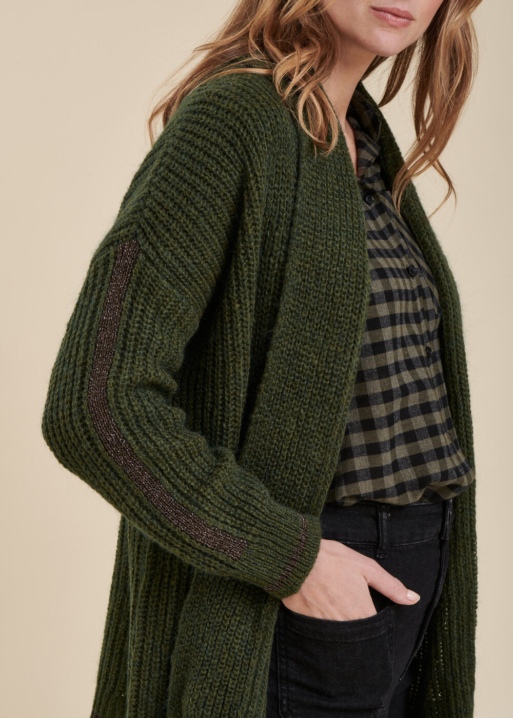 Beaded rib cardigan