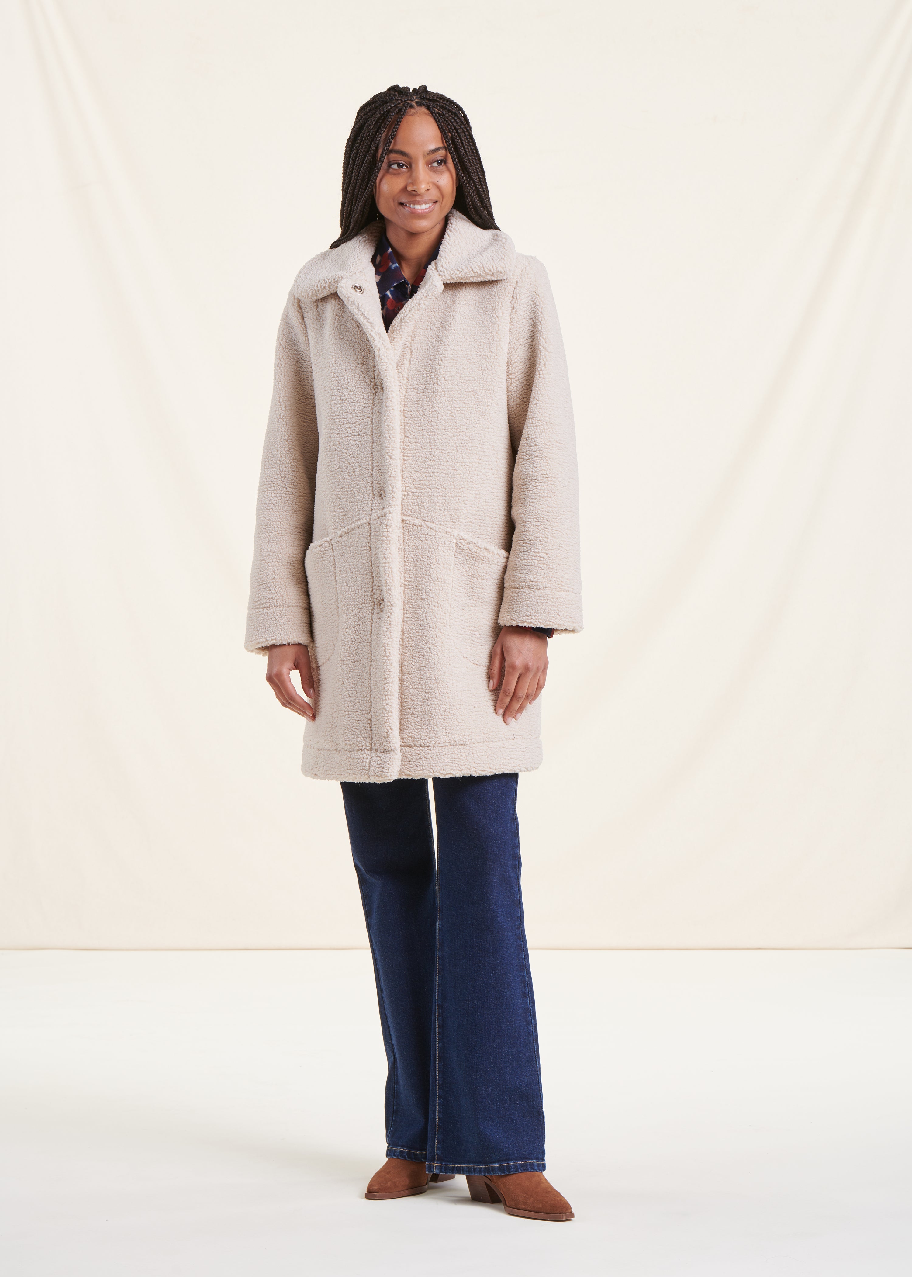 3/4 ecru boucle coat