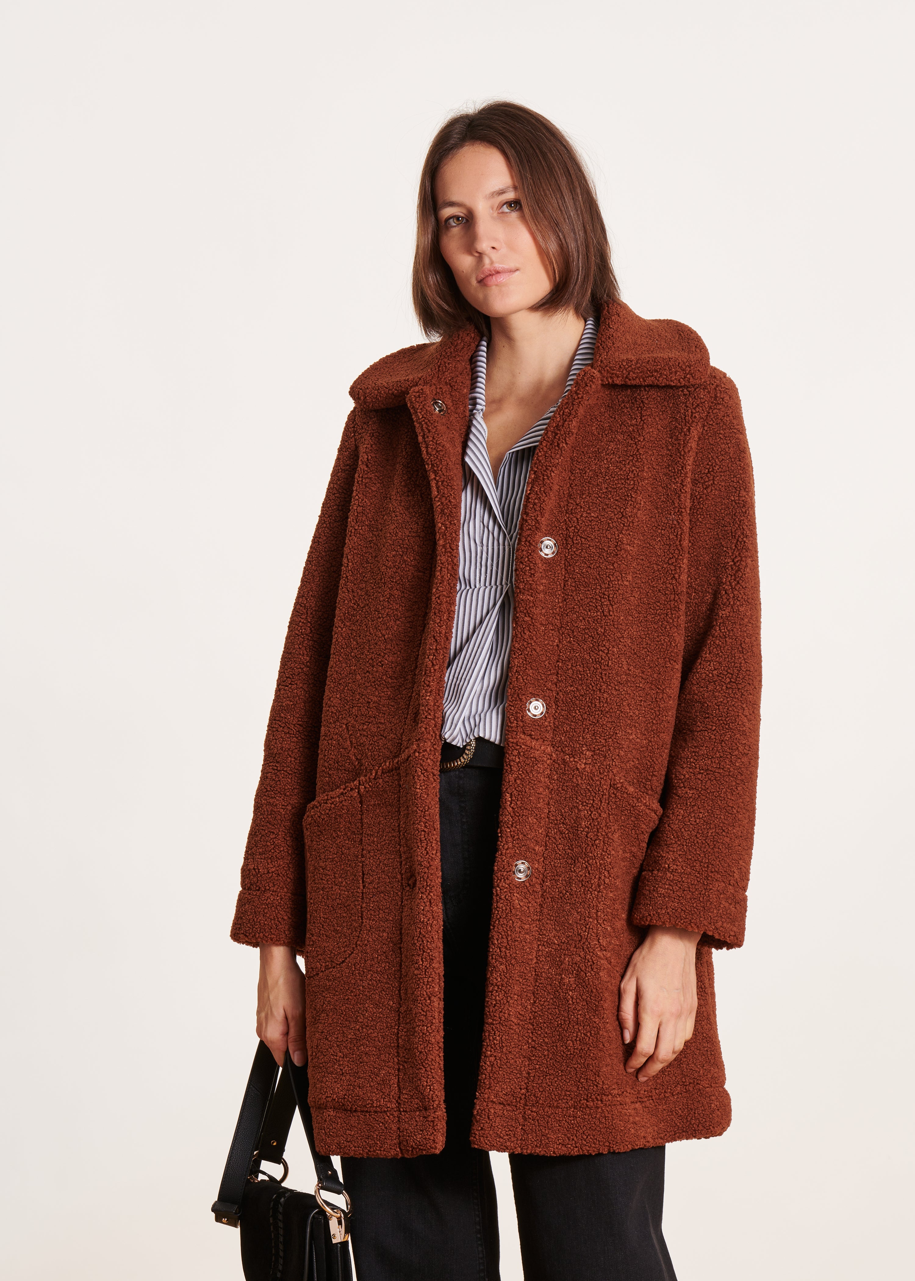 Manteau 3/4 marron bouclette