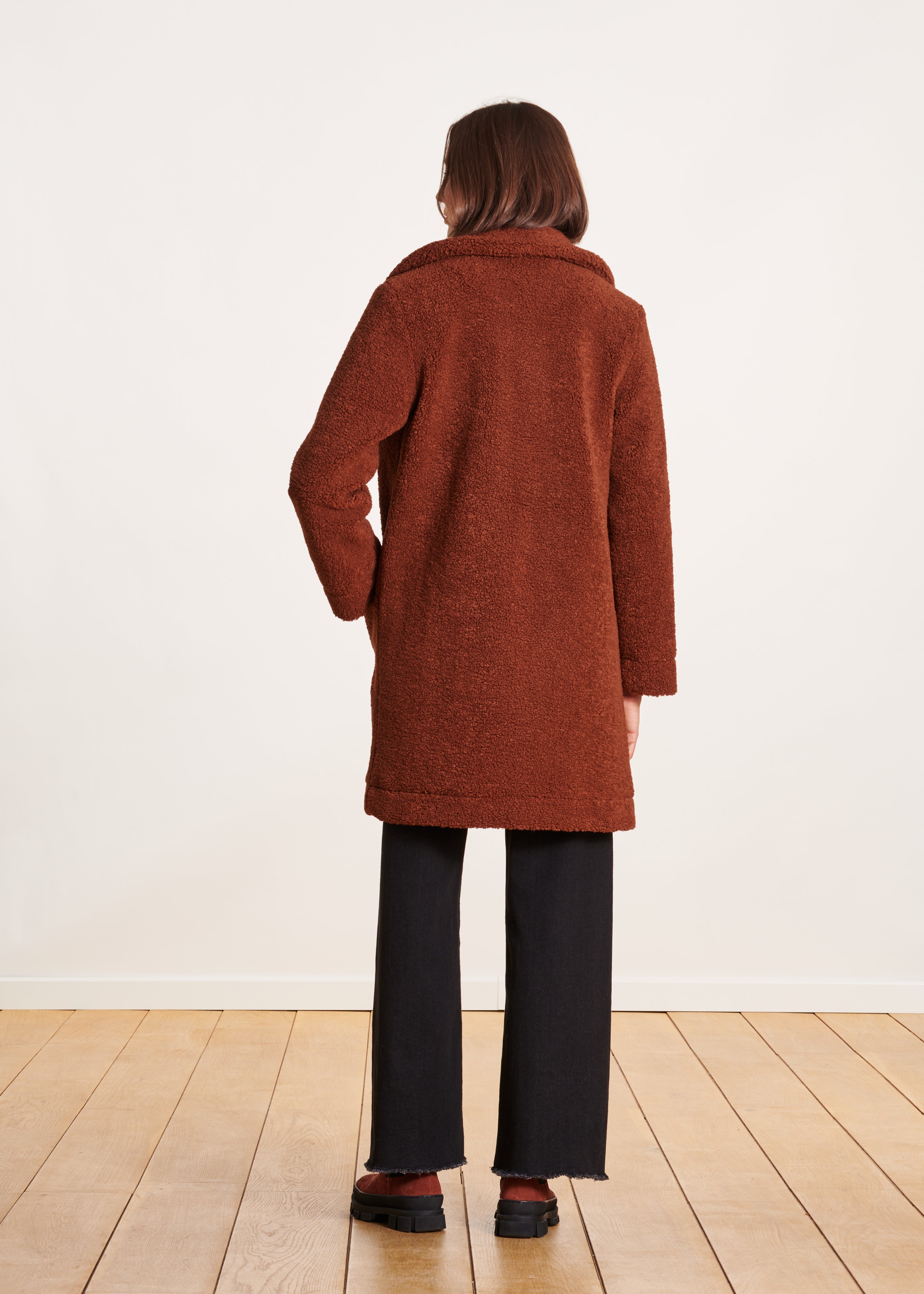 Manteau 3/4 marron bouclette