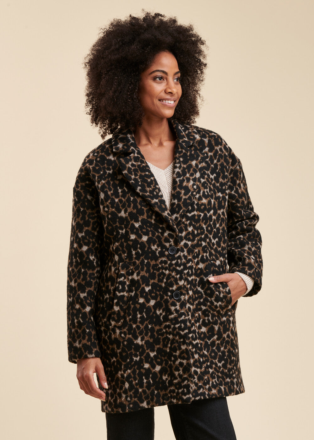 Manteau 3/4 jacquard peau de bête