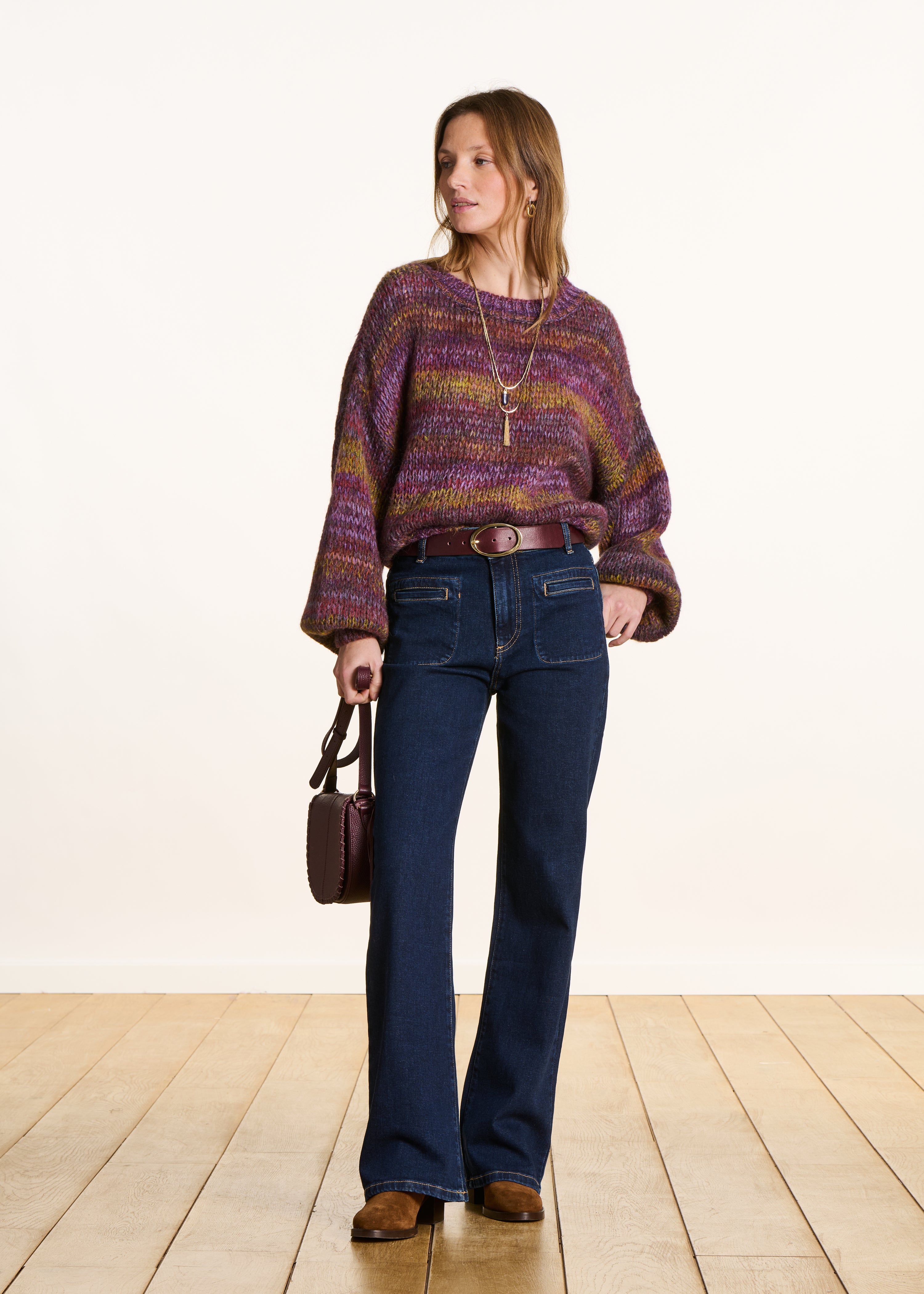 Jean bootcut brut taille haute en coton biologique