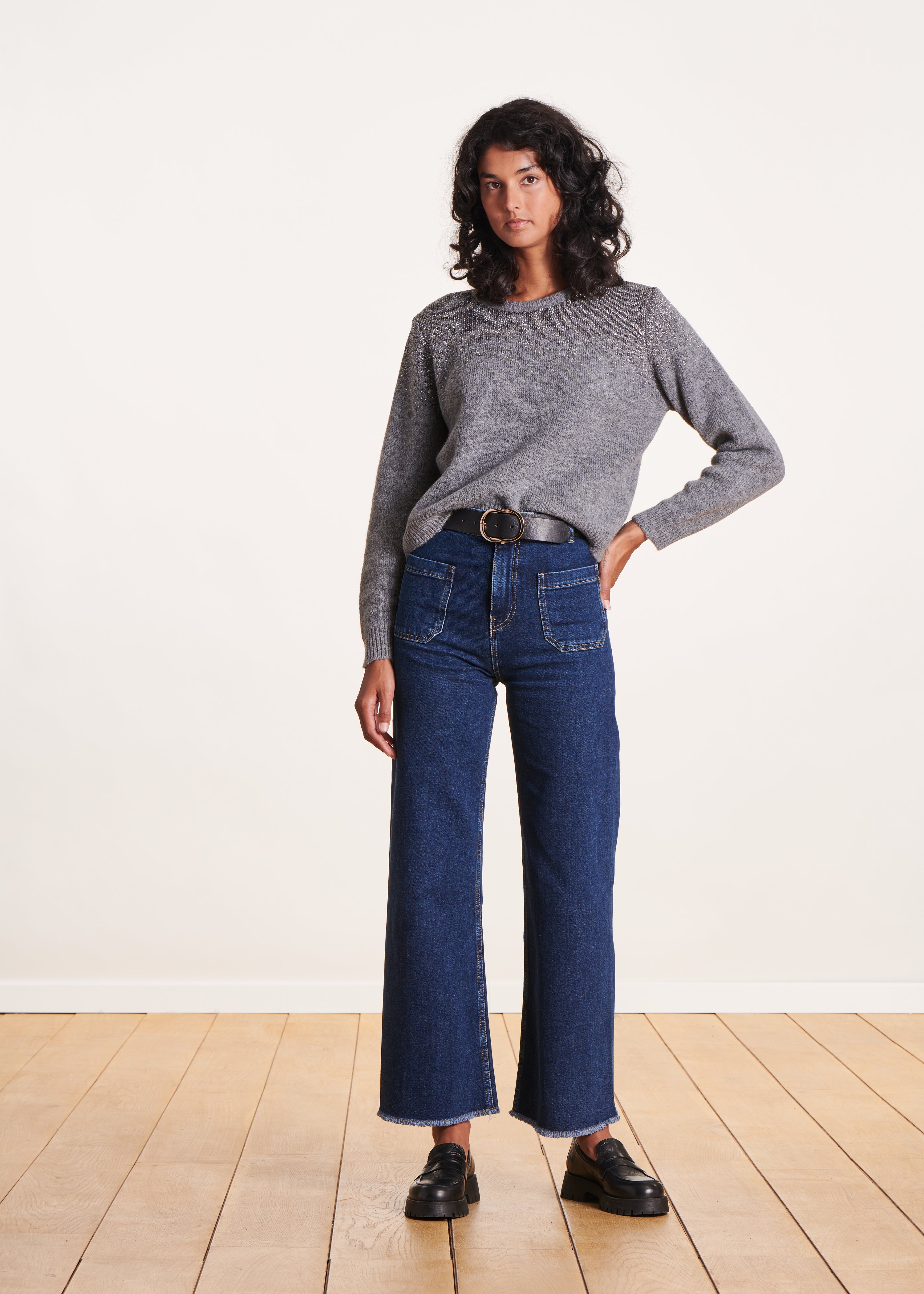 High-waisted flare jeans van biologisch katoen