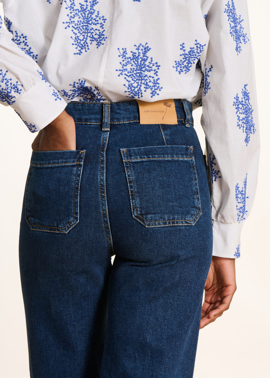 Jeans Flare Taille Haute NVY - Modèle Rosy En 40 Bleu - Coton Décontracté