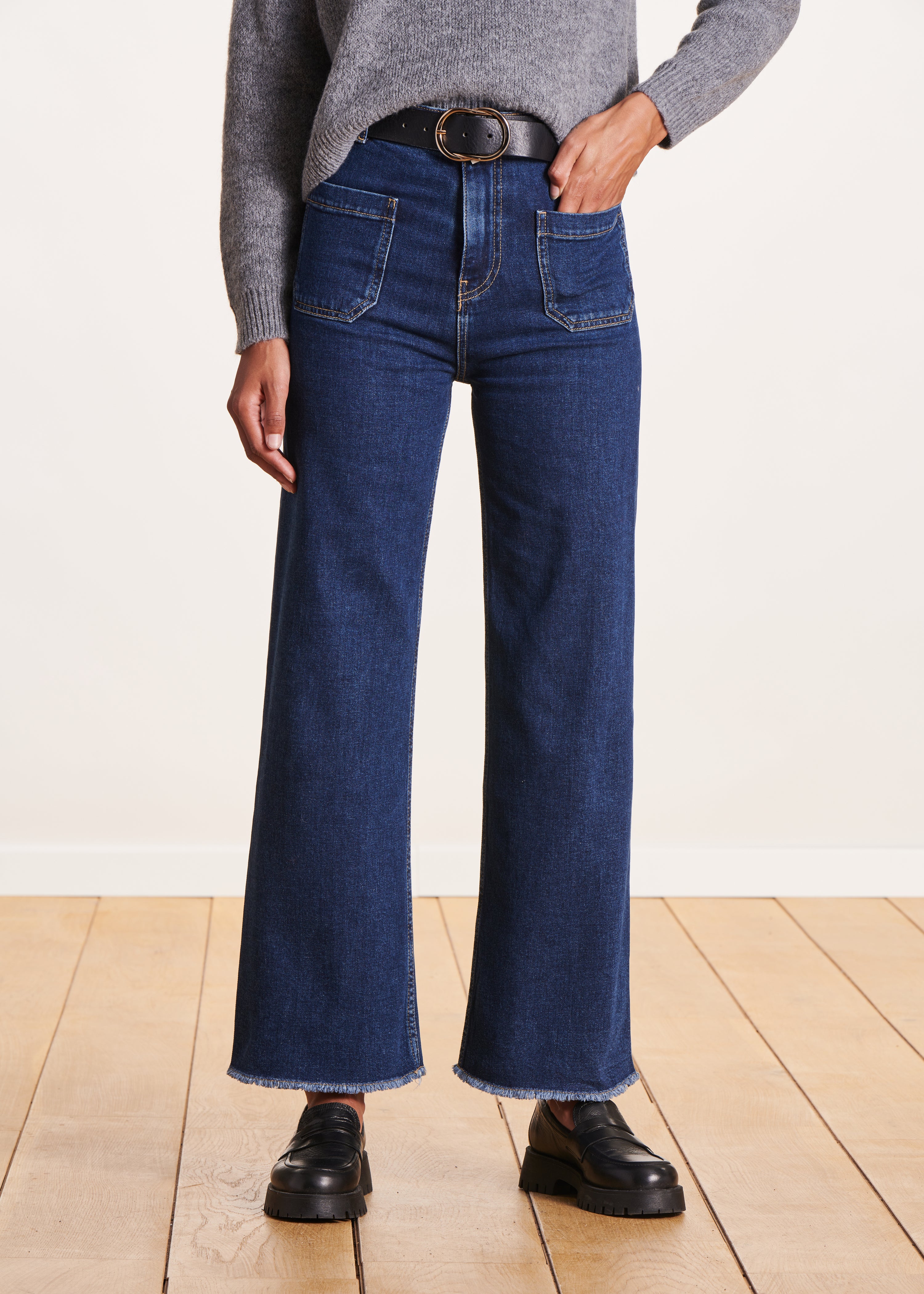 Jean flare taille haute en coton biologique