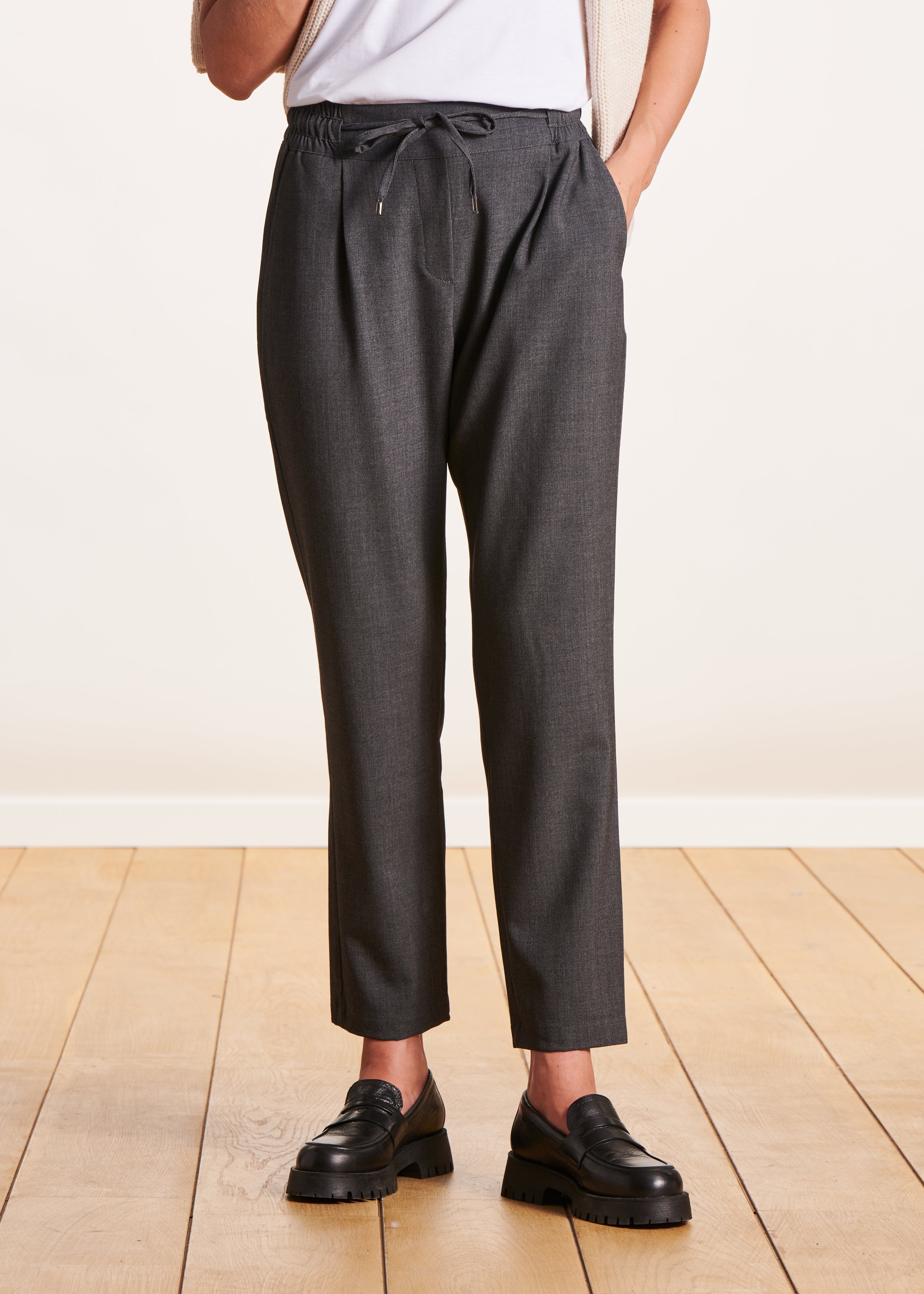 Dark grey cropped trousers