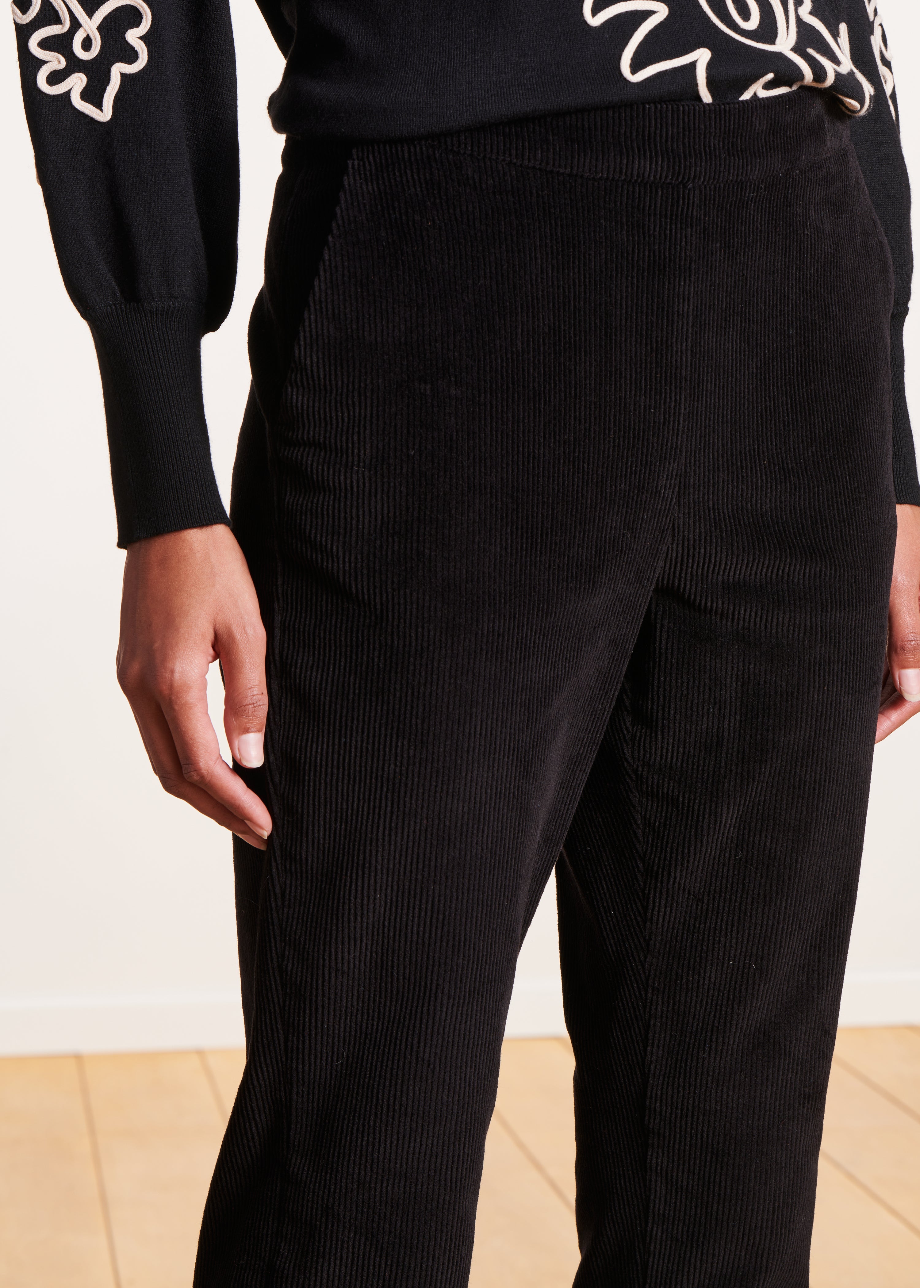 Black straight corduroy pants