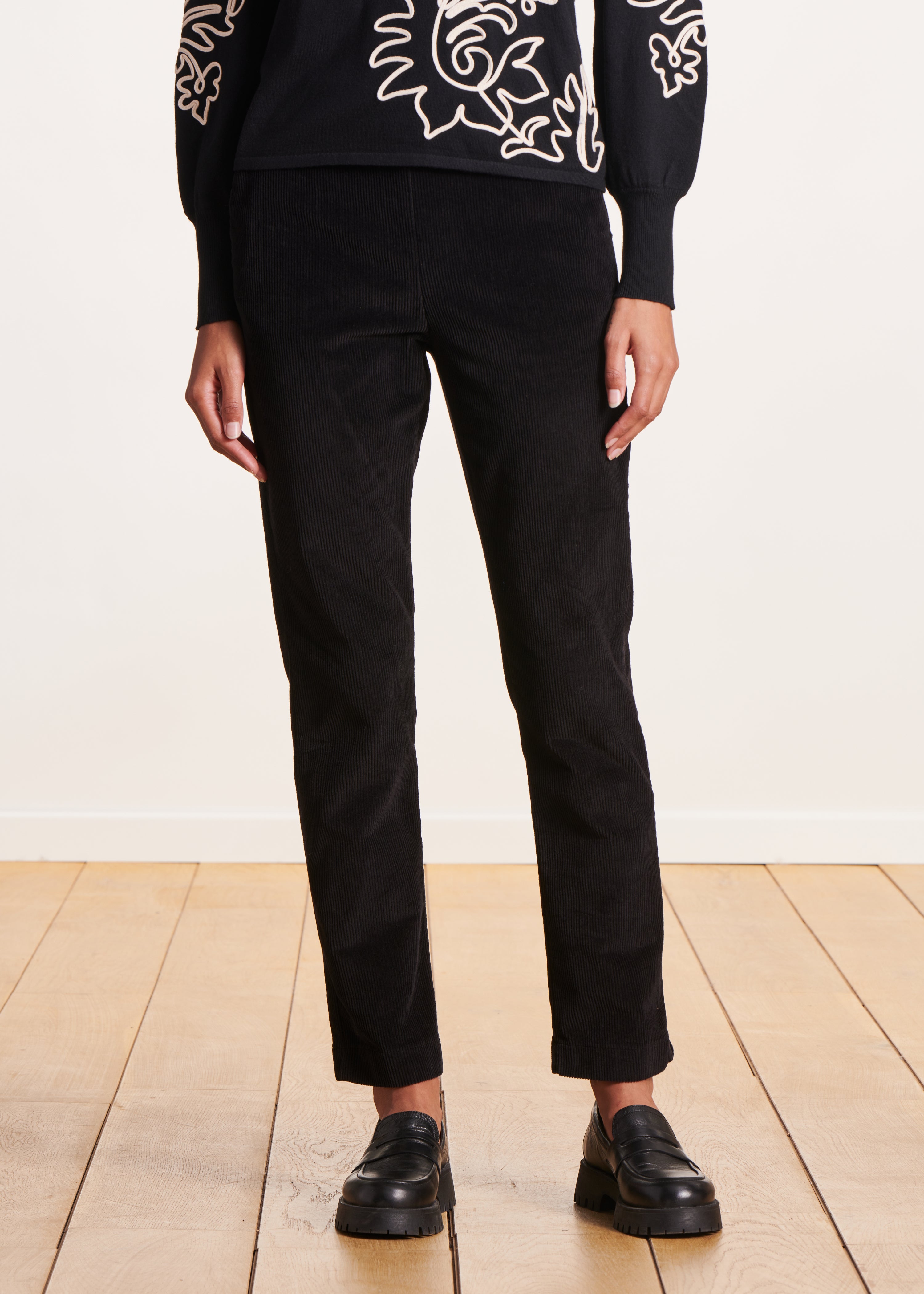 Black straight corduroy pants