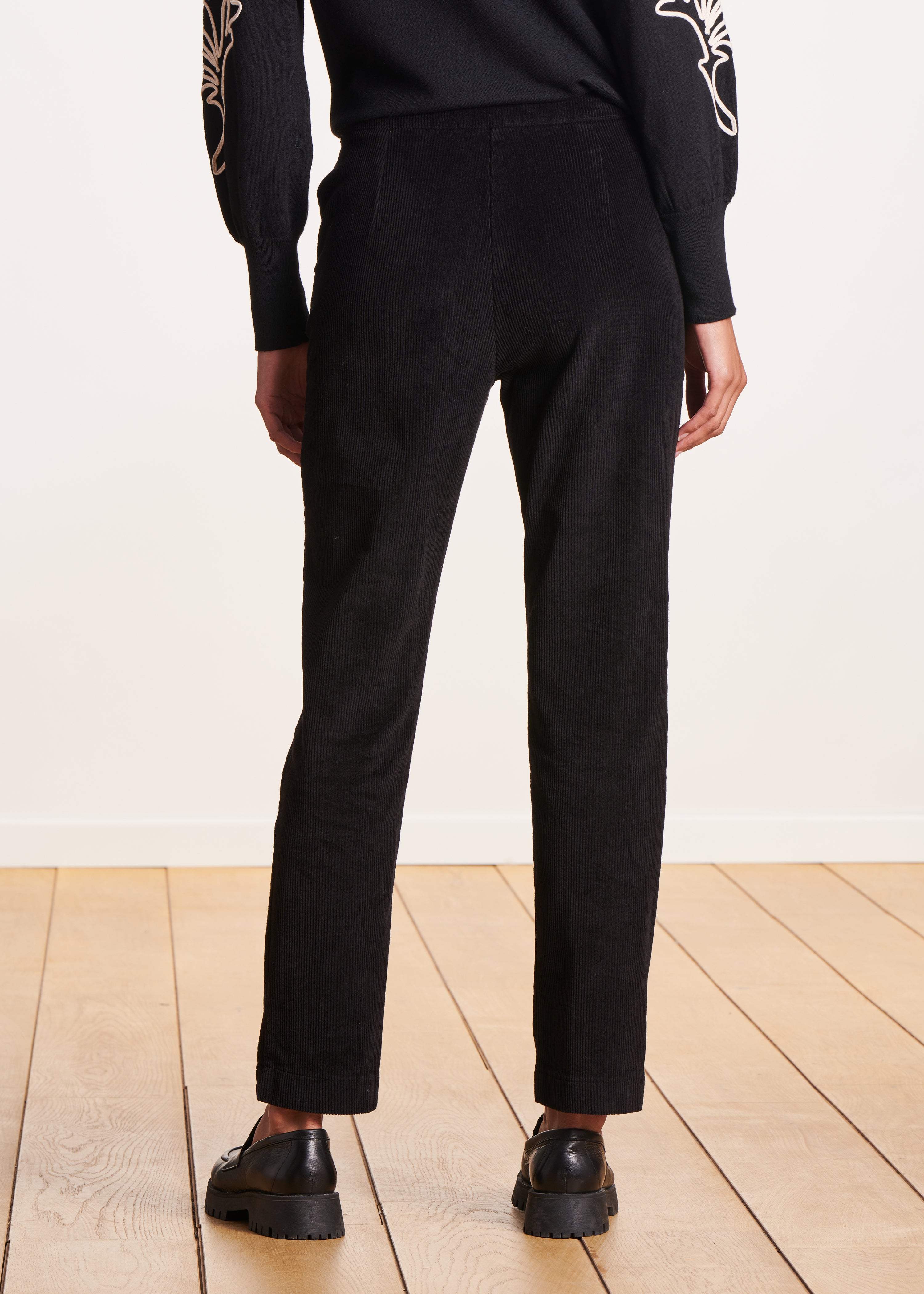 Black straight corduroy pants