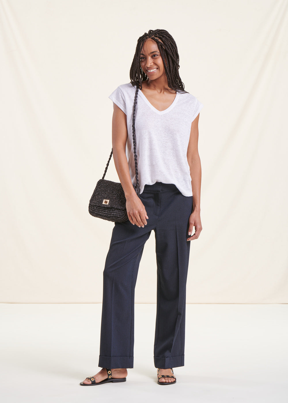 Navy blue straight 7/8 pants