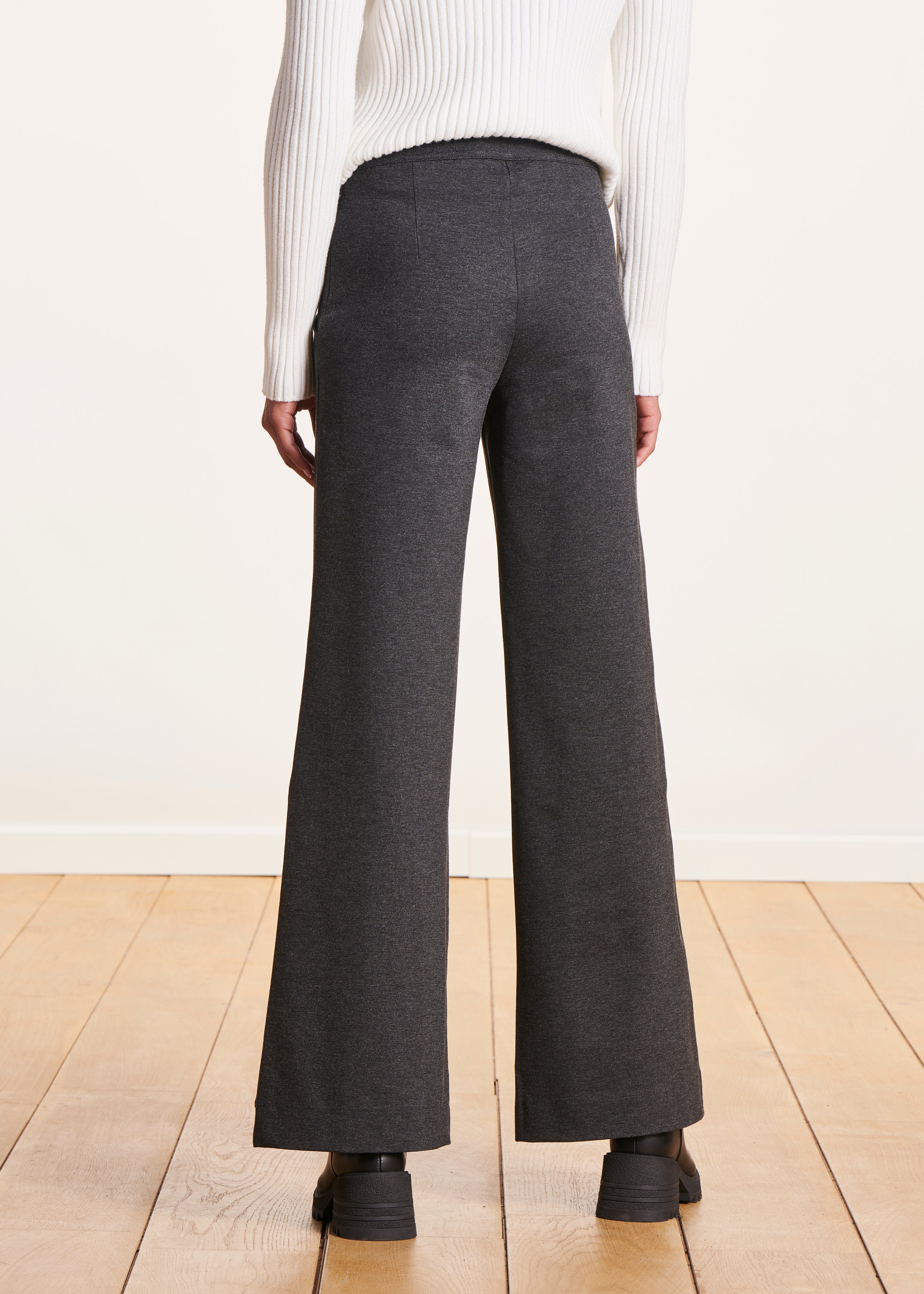 Dark grey high-waisted jersey trousers