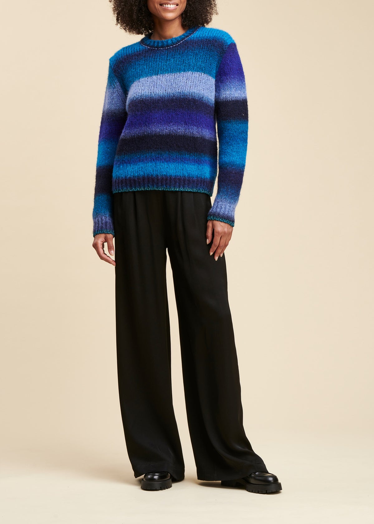 Pantalon ample en satin de viscose