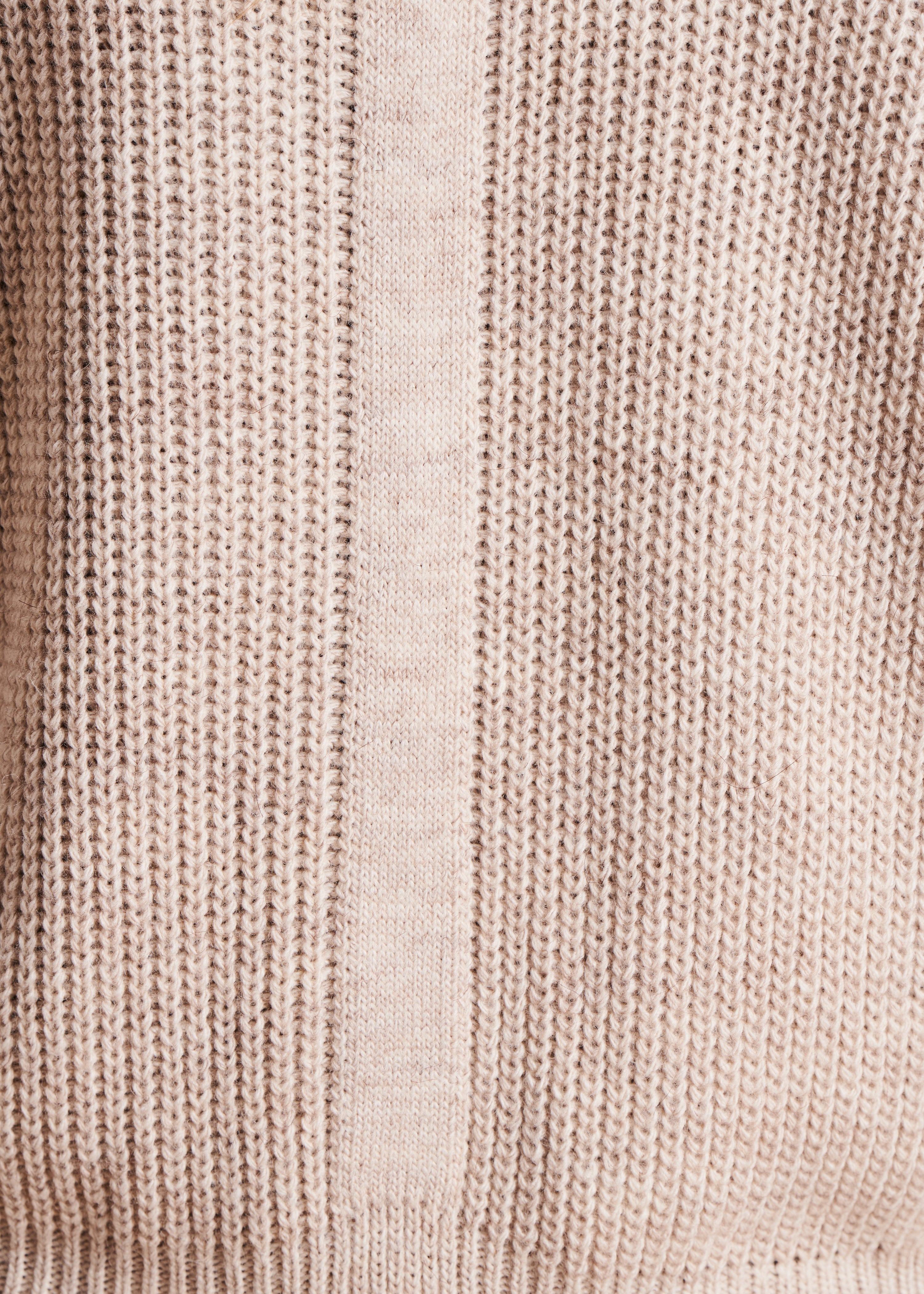 Beige V-neck sweater in beaded rib knit