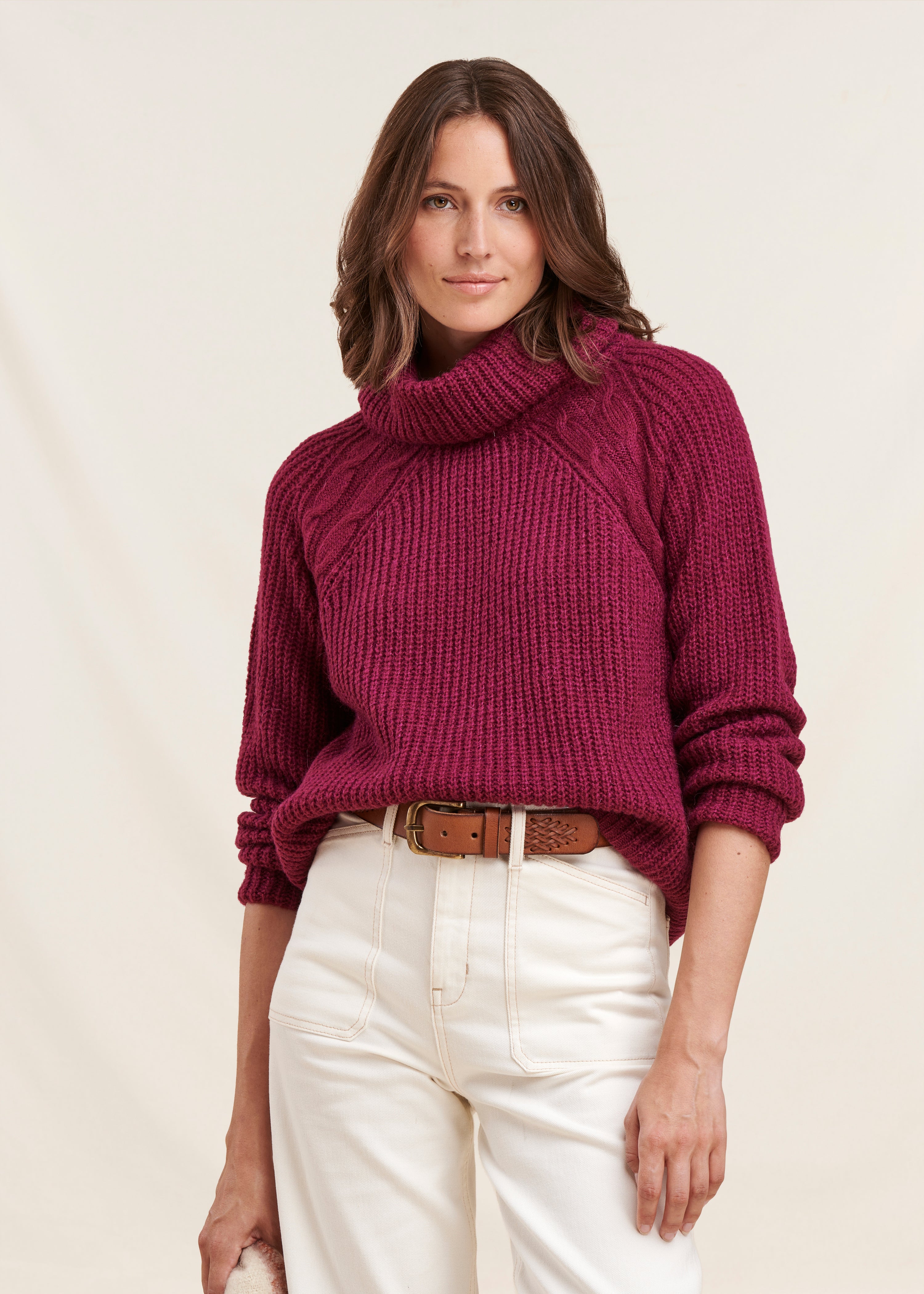 Pull violet mousseux col boule