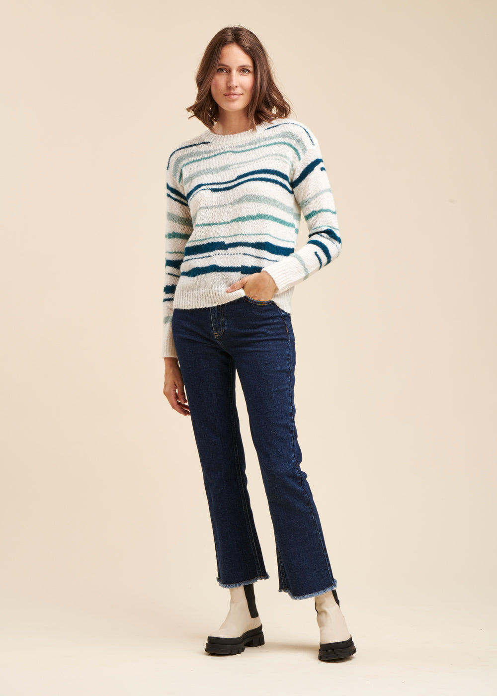 Irregular striped sweater