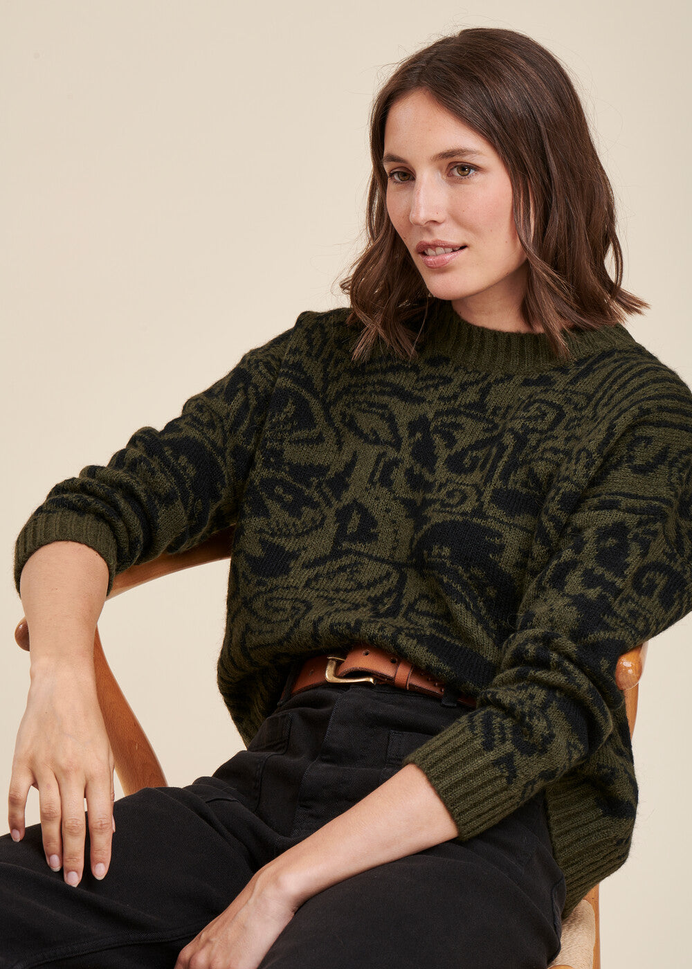 Geometrischer Jacquard-Pullover