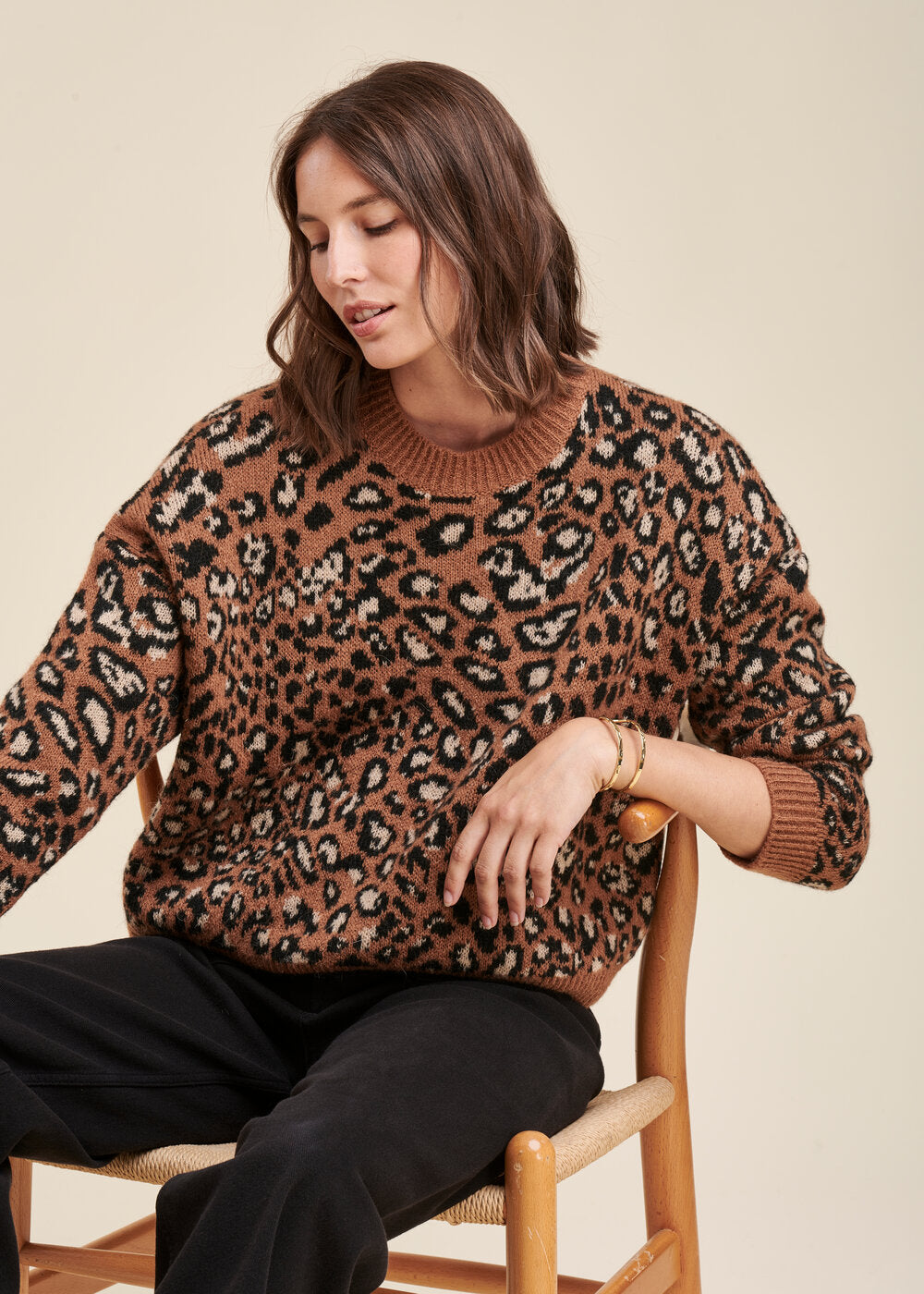 Jacquard-Pullover mit Tierfellmuster