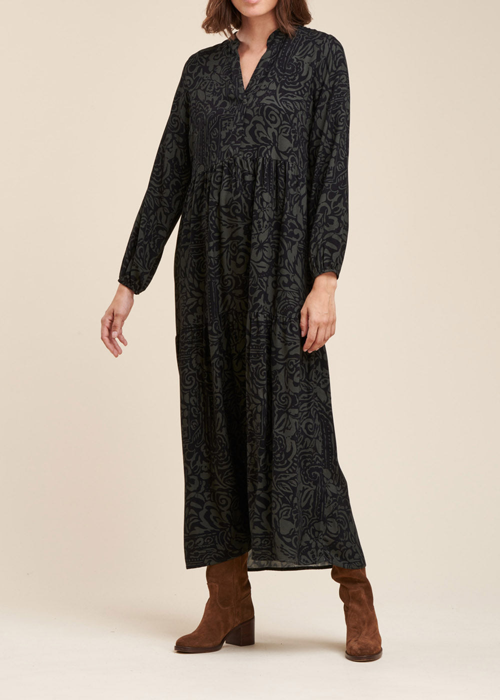 Maxi abito con stampa bicolore